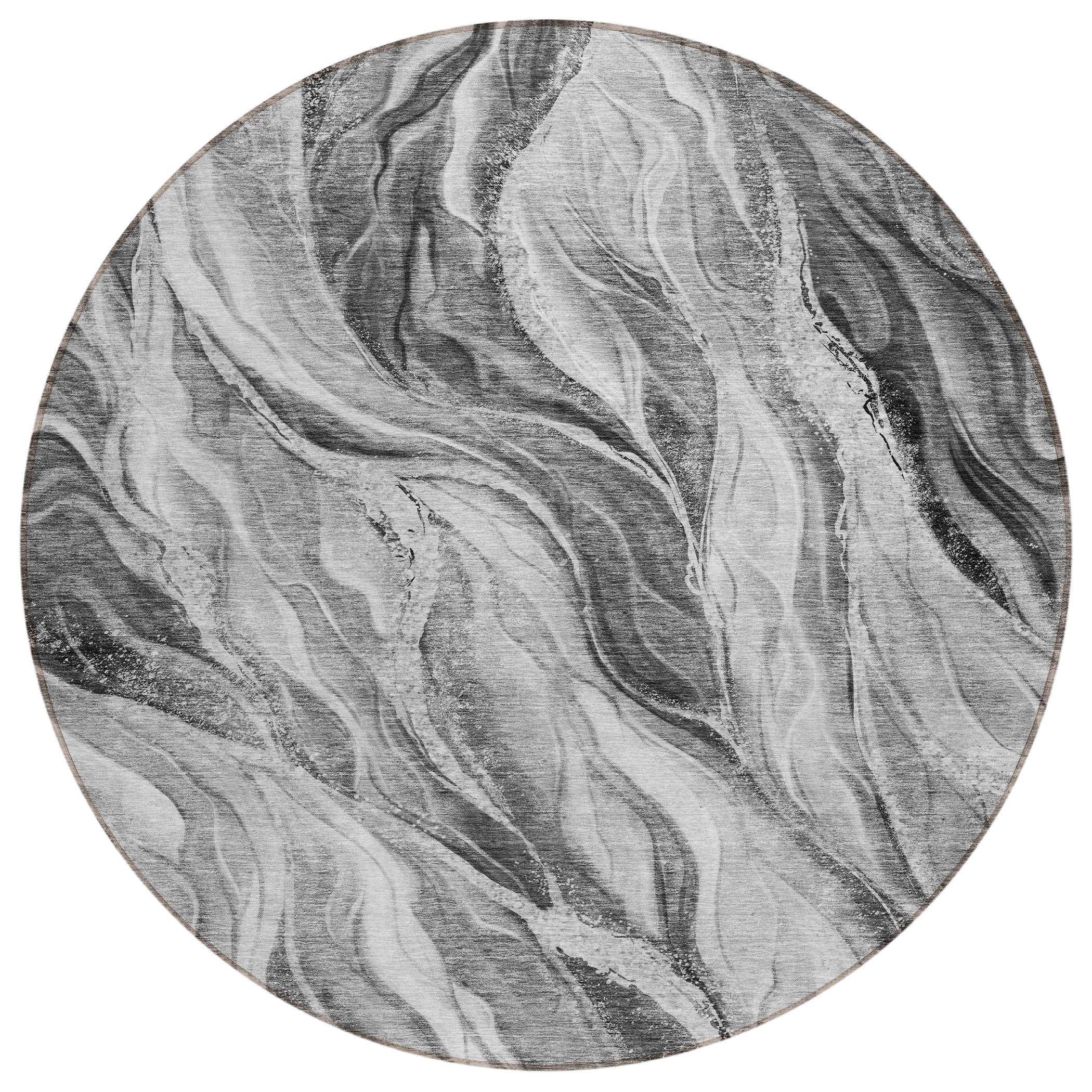 Addison Rugs ACN720GY8RO Chantille ACN720GY 8 x 8 (ft) Polyester Gray Round Indoor/Outdoor Geometric Machine washable Area rug