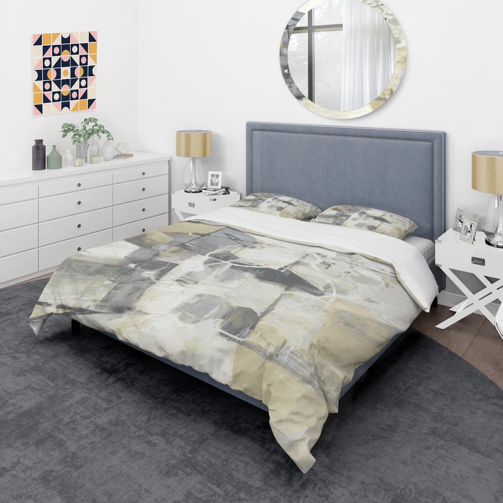 Designart BED31007-Q 3 -Piece Grey Queen Duvet cover Set
