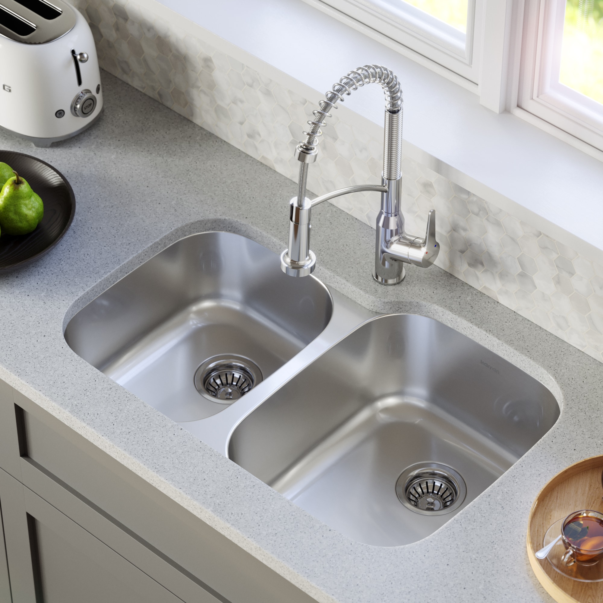 Karran Scotssdale Chrome Single Handle Pull-down Kitchen Faucet with ...