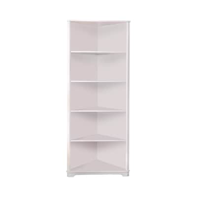 White Wood 5 Shelf Corner Bookcase 32, How To Arrange Bookcases In A Corner