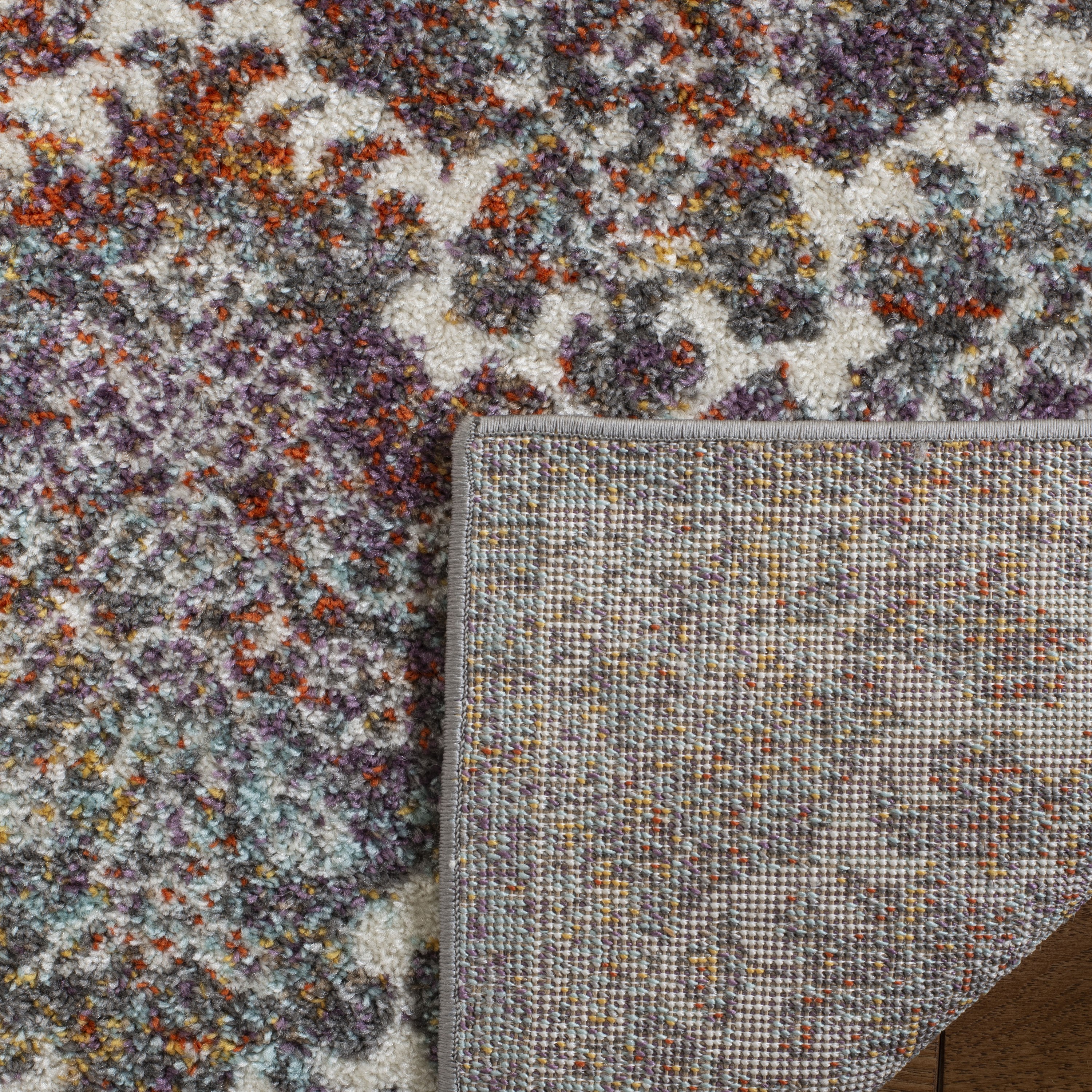 Light Gray and Rust Reversible Synthetic Area Rug, 3' x 5'