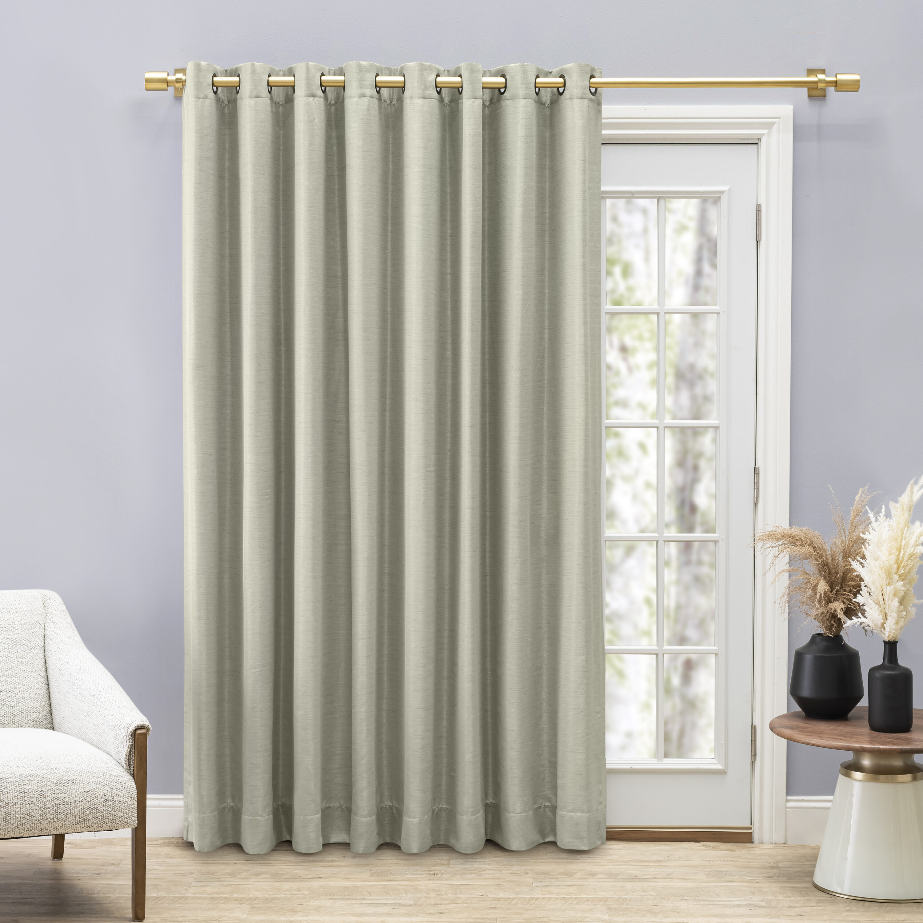 Ricardo Trading 04700-79-484-25 84-Inches Sage Room darkening Standard lined Grommet Single curtain panel