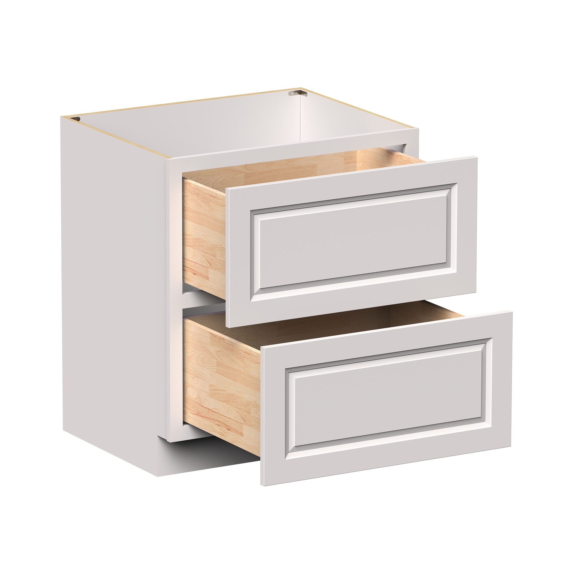 Boyel Living 30 Inch Glacier White 2 Drawer Kitchen Base Cabinet with Soft-Close Design