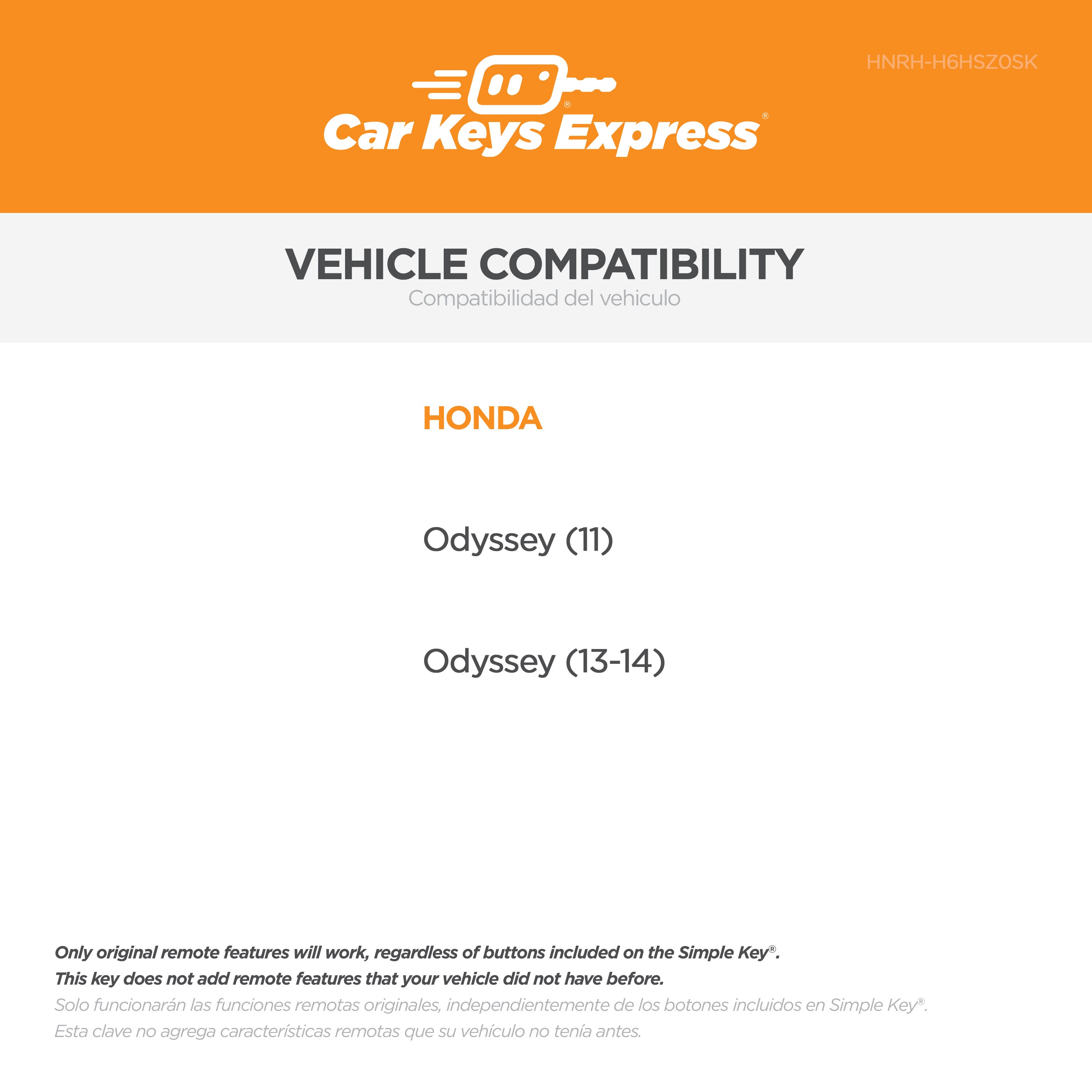 Car Keys Express HNRH-H6HSZ0SK c060438 - View #2