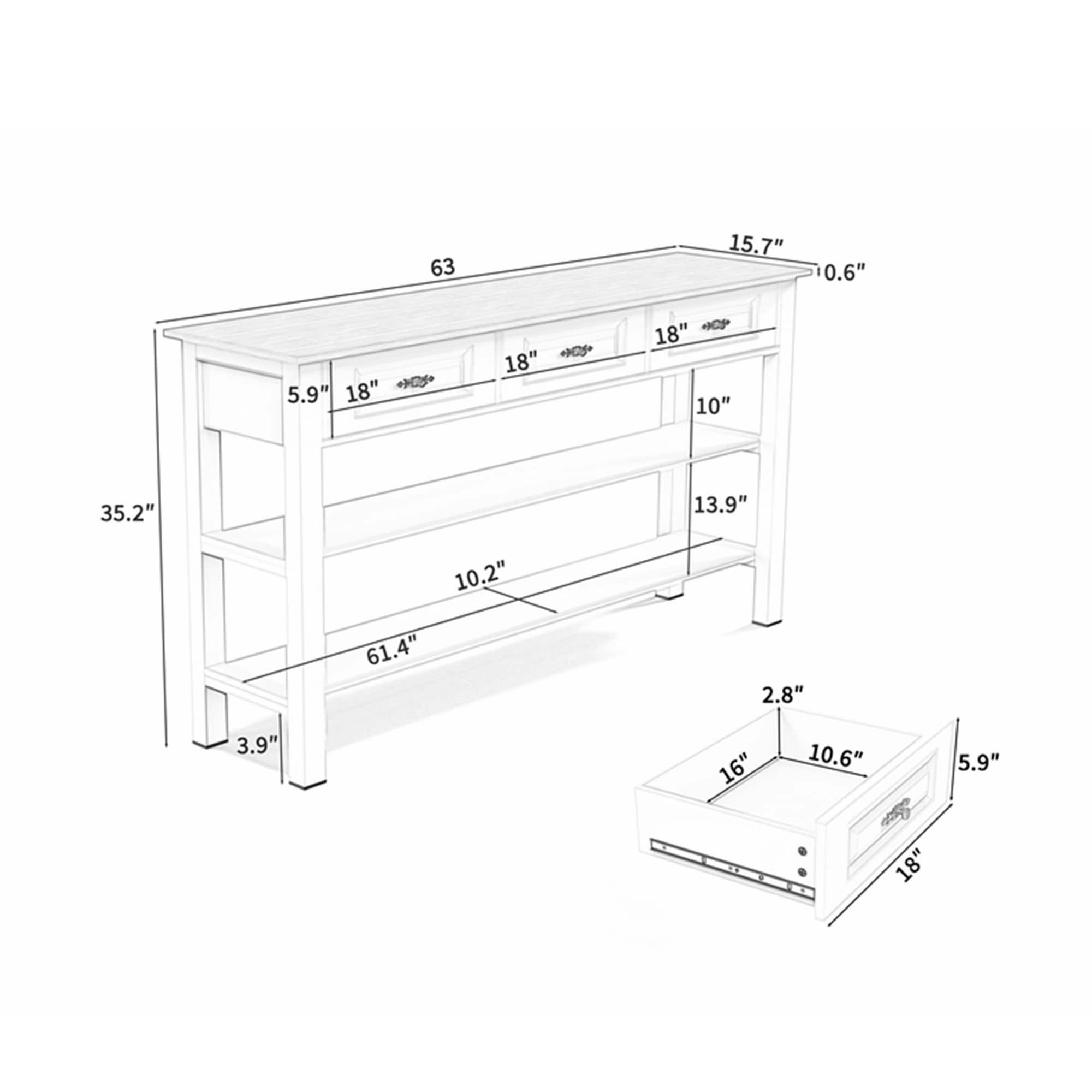 Bella Depot BD-6303B Console-Sofa-Tables - View #7