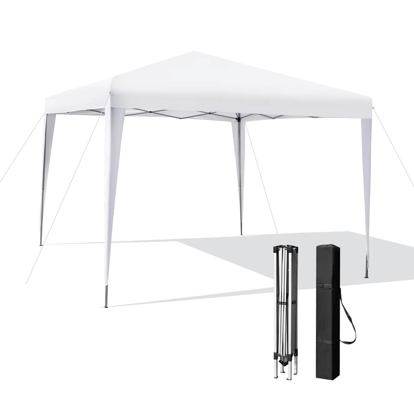 White 10x10 ft Adjustable Height Pop-Up Canopy Tent