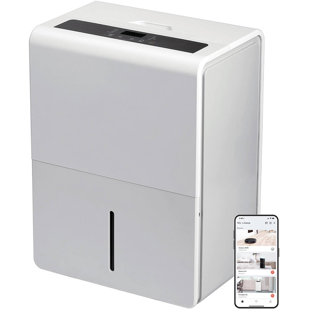 TCL H50D26W H50D26W 50 Pint Smart Dehumidifier with Pump Perfect for areas up to 4500 sq. ft.