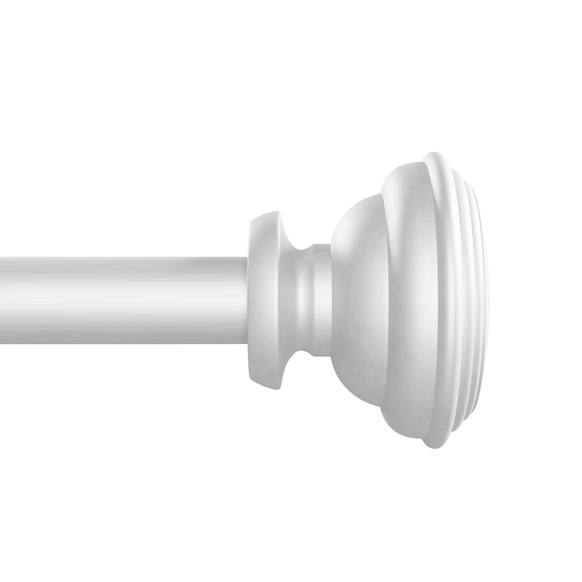 Style Selections FSI 1474X BNIC Sema 28-in to 48-in Brushed Nickel Steel Single curtain rod with Finials