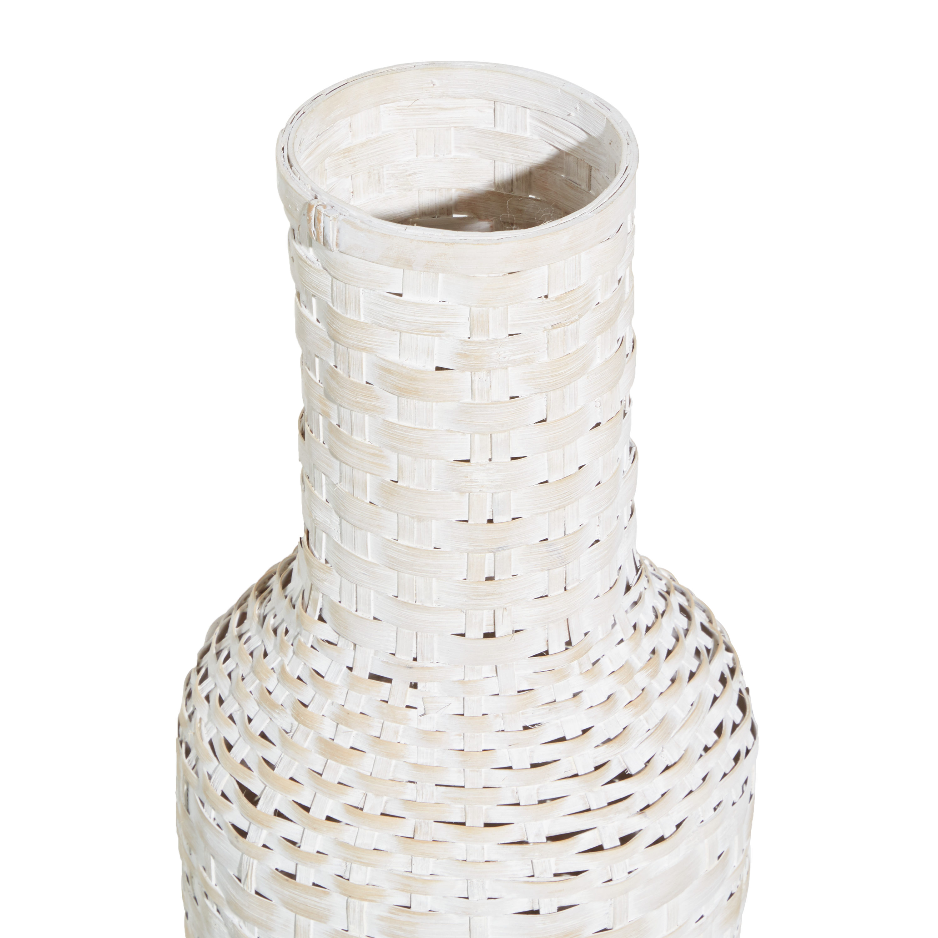 Bohemian Chic 30" White Woven Metal Floor Vase