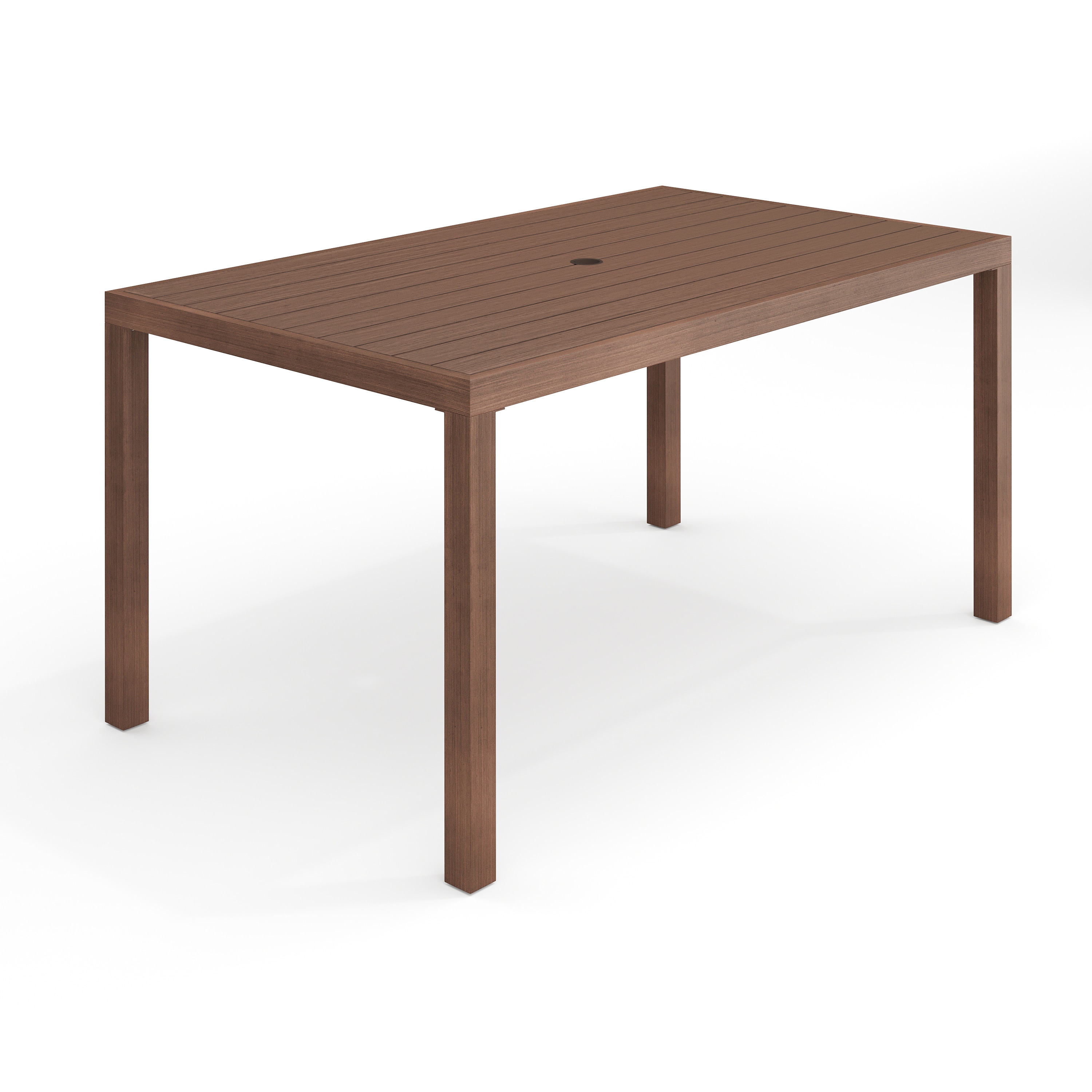 Martha Stewart Bedford 62-in Indoor-Outdoor Patio Table with Brown Brushed Woodgrain Aluminum Finish