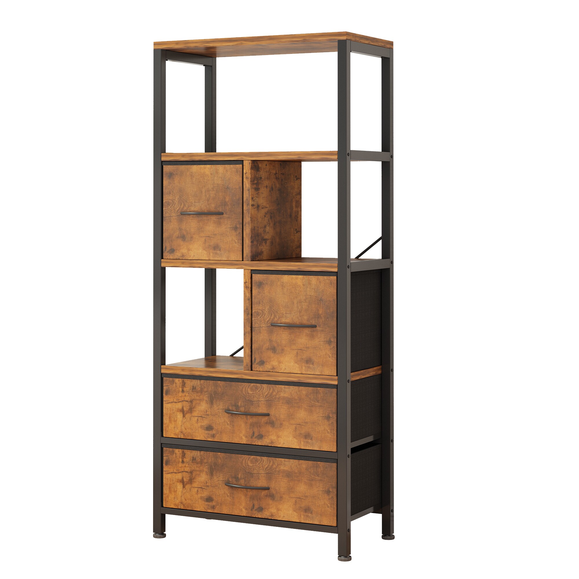 Winado LO1G51000509 Brown Metal 5 -Shelf Modular Bookcase ( 23.63-in W x 57.88-in H x 11.82-in D ) Finished
