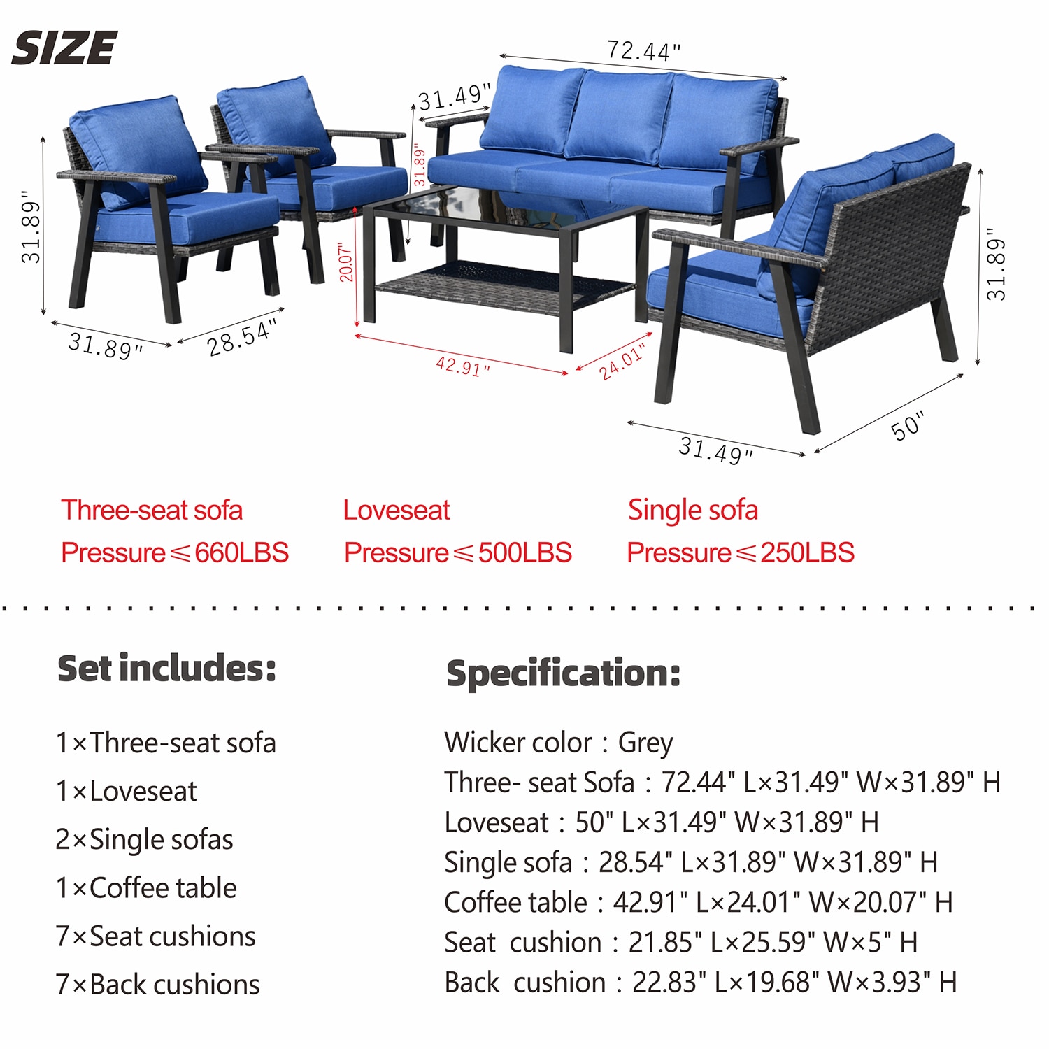 Pouuin SHW50TB05 Patio-Conversation-Sets - View #8