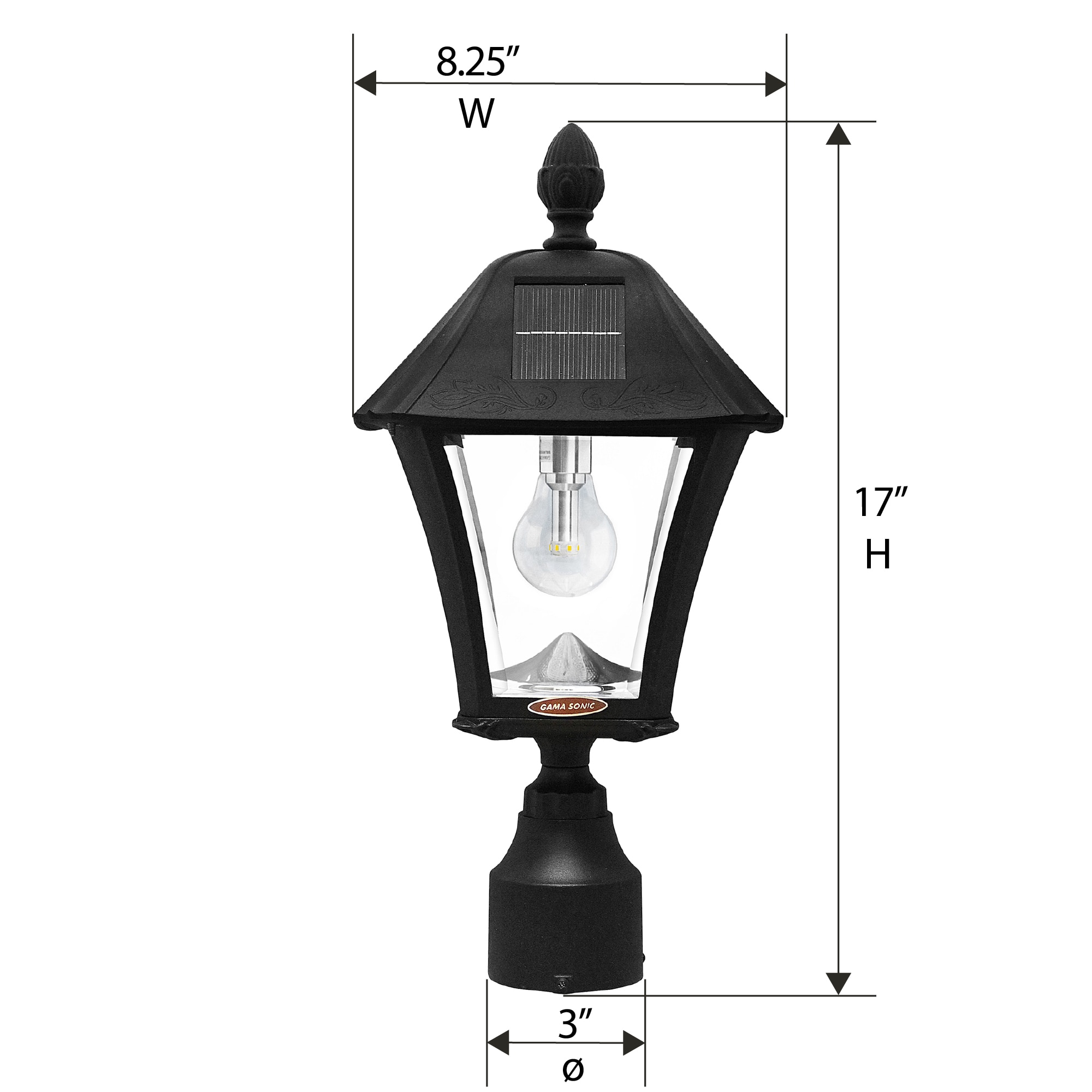 Gama Sonic Baytown Bulb 17-in Black Modern/Contemporary Solar Outdoor ...