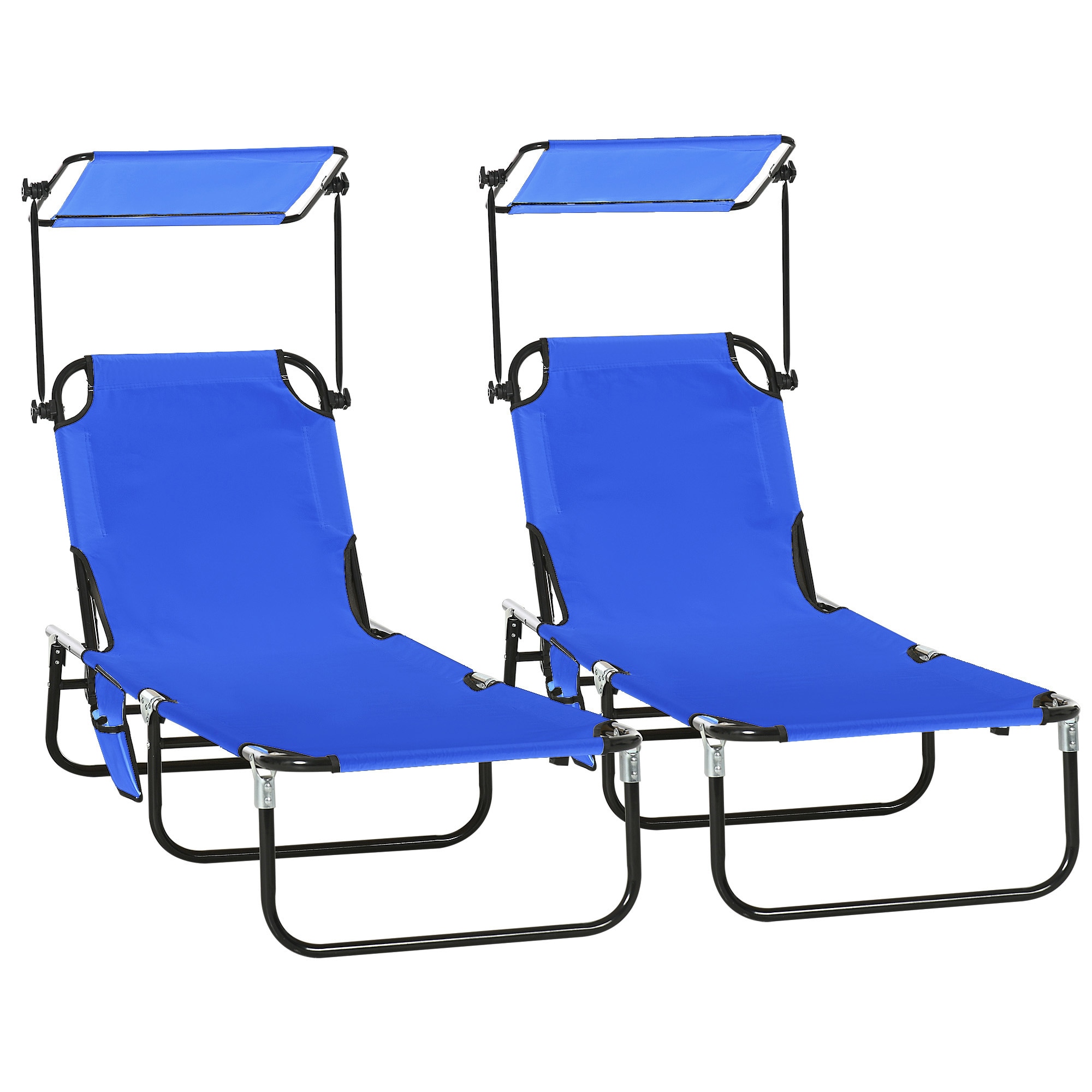 Miki Shinly AB-0945-213JJ Outdoor Patio Chair Set of 2 Black Metal Frame Stationary Chaise Lounge Chair with Blue Mesh Seat