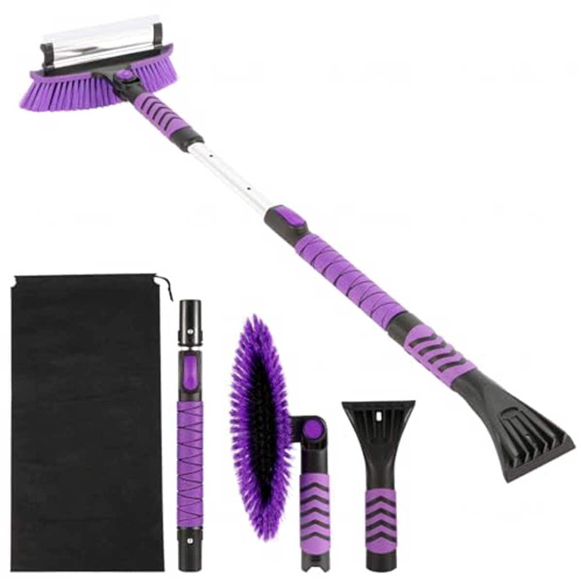 Aoibox 3 in 1 58 Inch Extendable Car Snow Brush with Detachable Ice Scraper and Silicone Squeegee for Windshield Snow Removal 1 Piece #LAB1215C20
