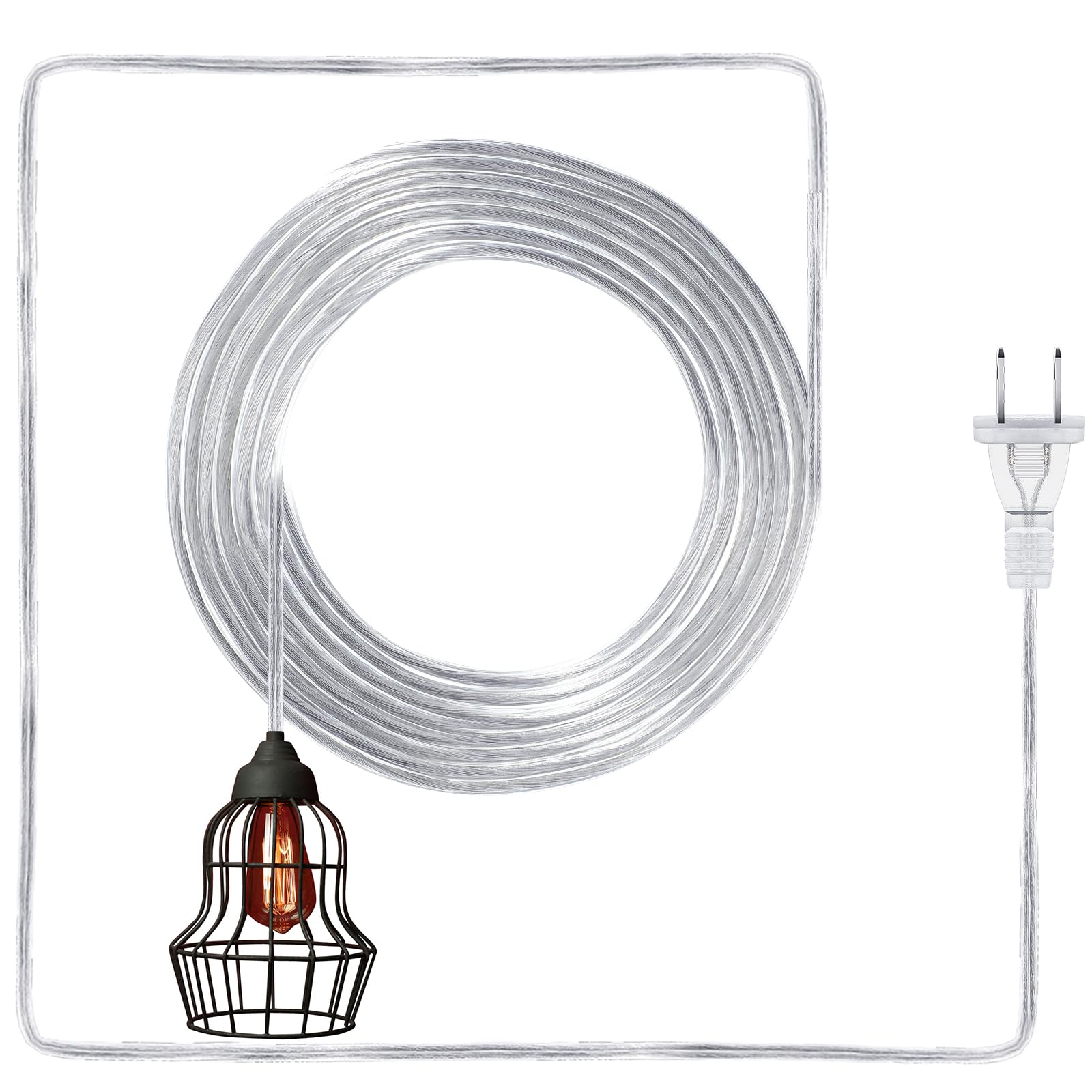 Aoibox  25 ft Clear Silver 18 2 SPT 1 Lamp Cord Replacement with Stripped Tinned Ends for Table and Floor Lamp