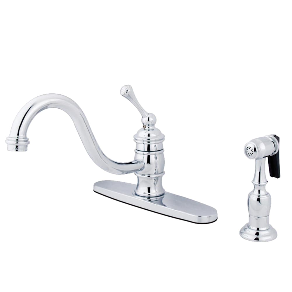 Kingston Brass  KB357.BLBS Vintage 1.8 GPM Single Hole Kitchen Faucet  Includes Side Spray