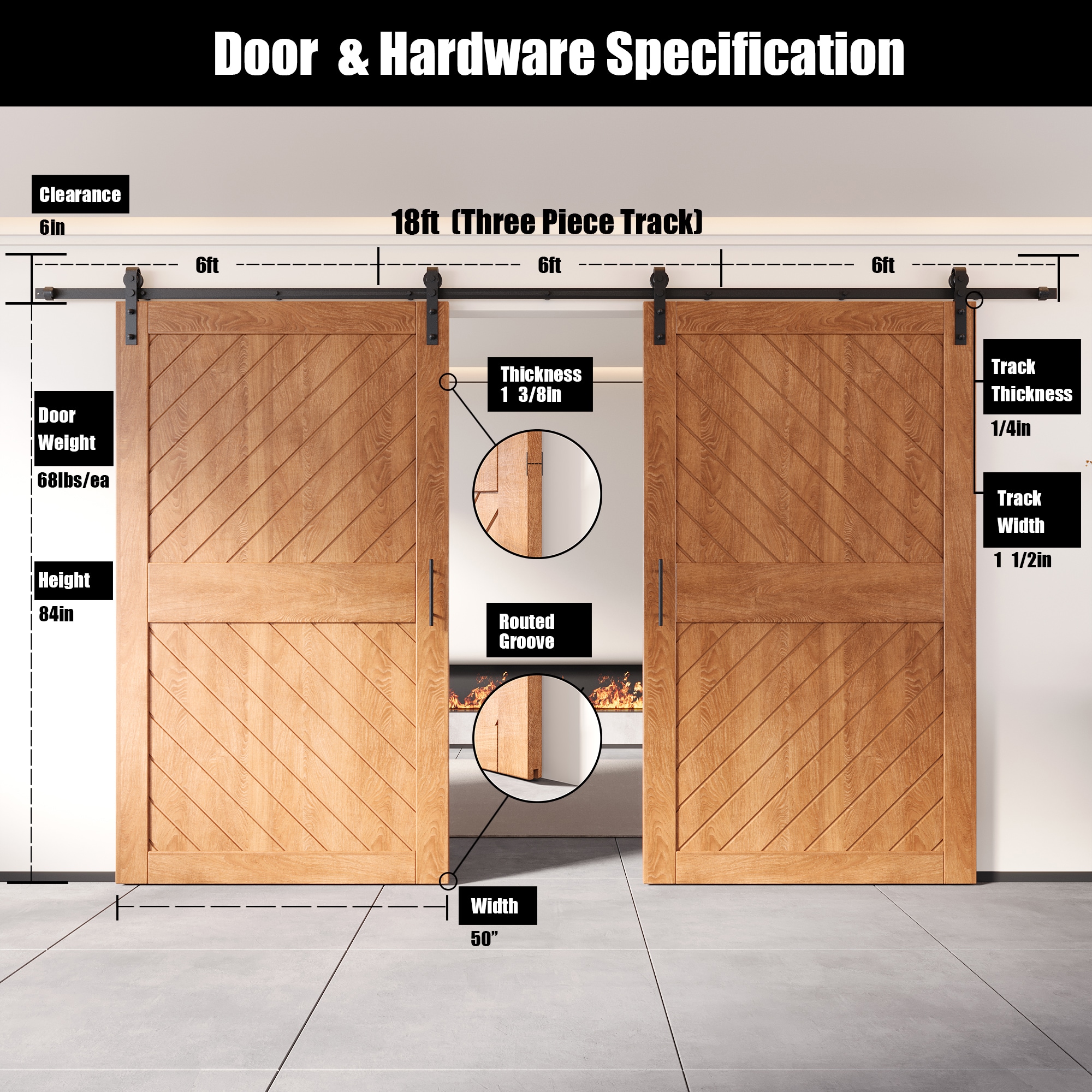 HOMACER YT2H216C-XT3-5084-EA Barn-Doors - View #2