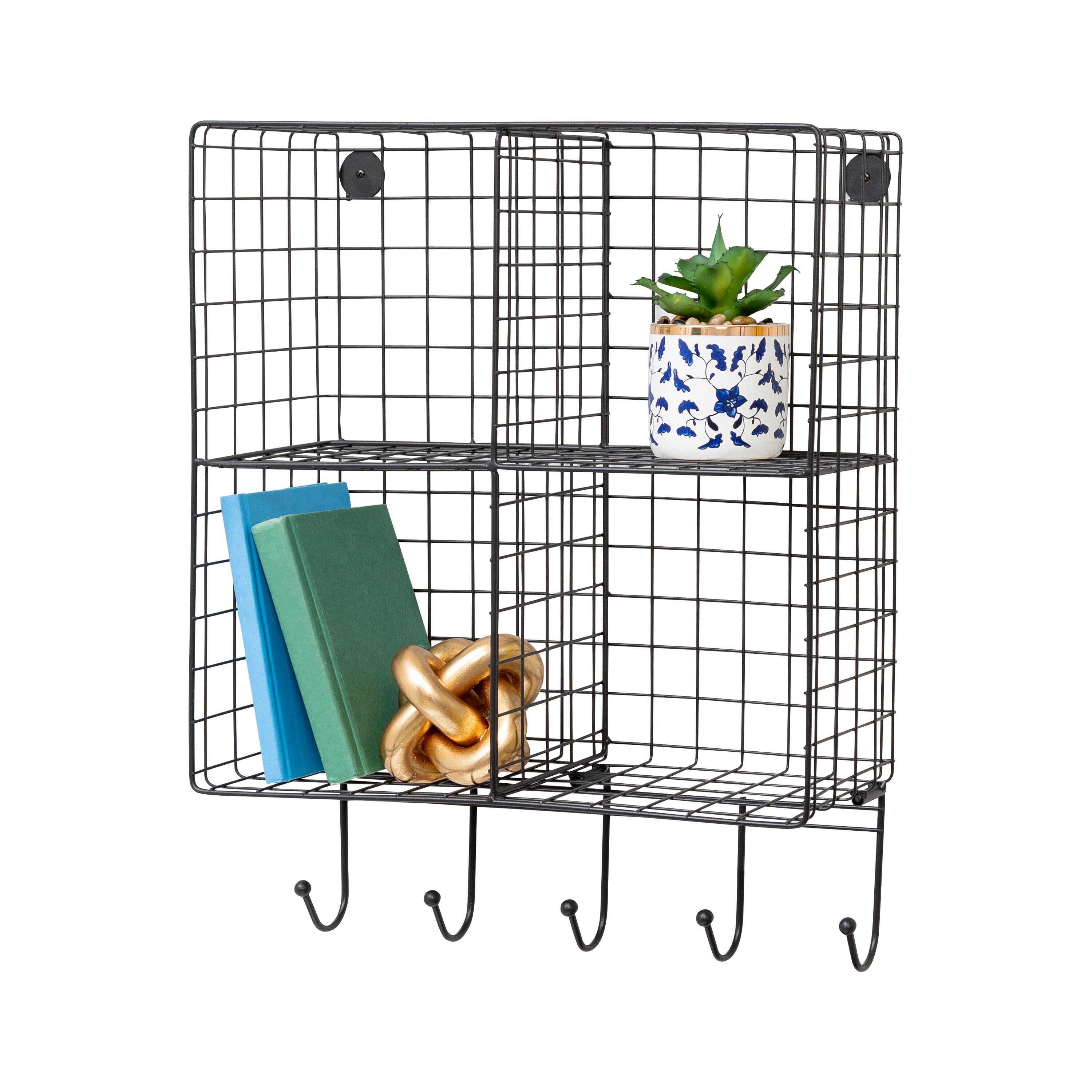 Honey-Can-Do SHF-08579 Black Steel Floating Shelf 17.72-in L x 6.69-in D (4 Decorative Shelves)