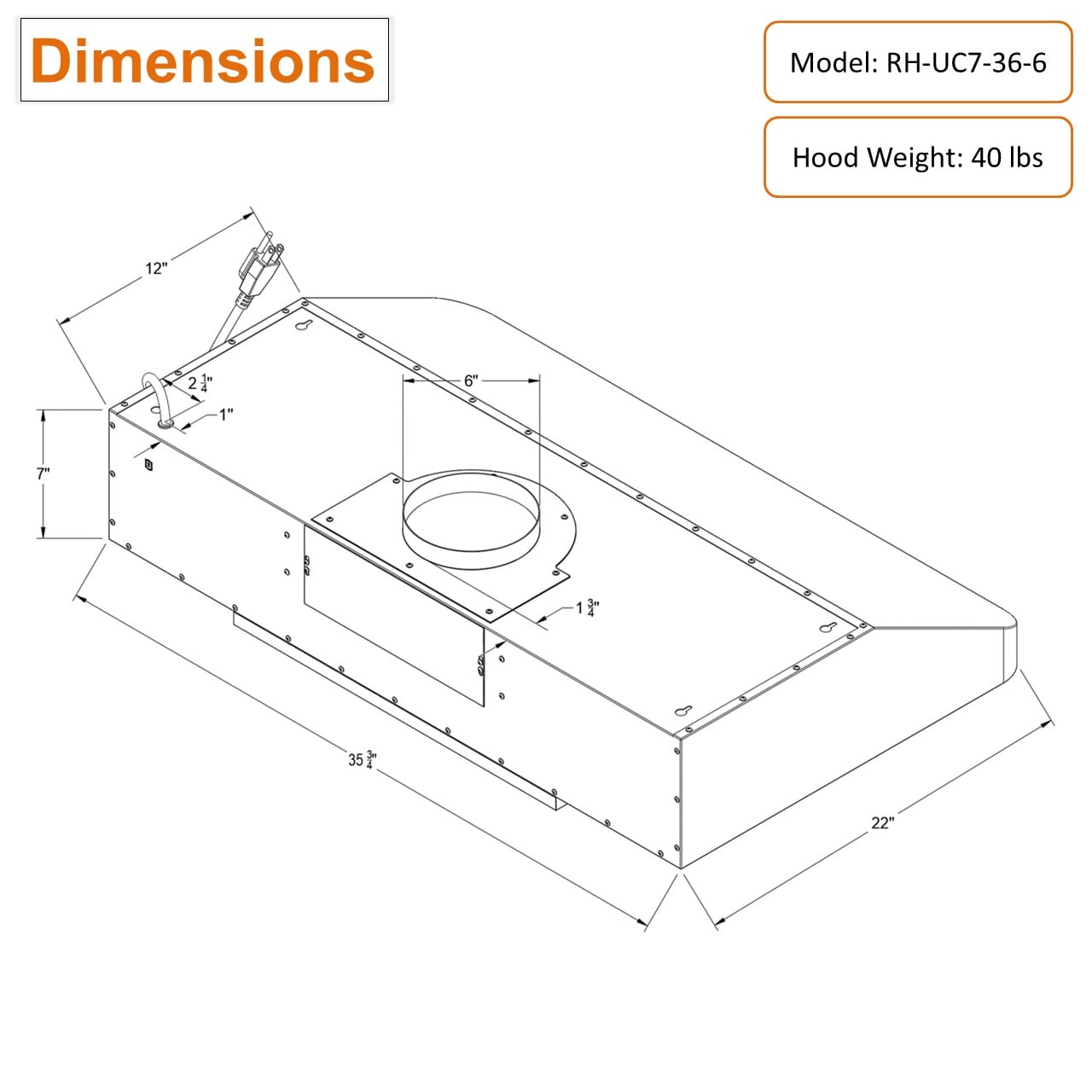 Awoco RH-UC7-36-6 Undercabinet-Range-Hoods - View #7