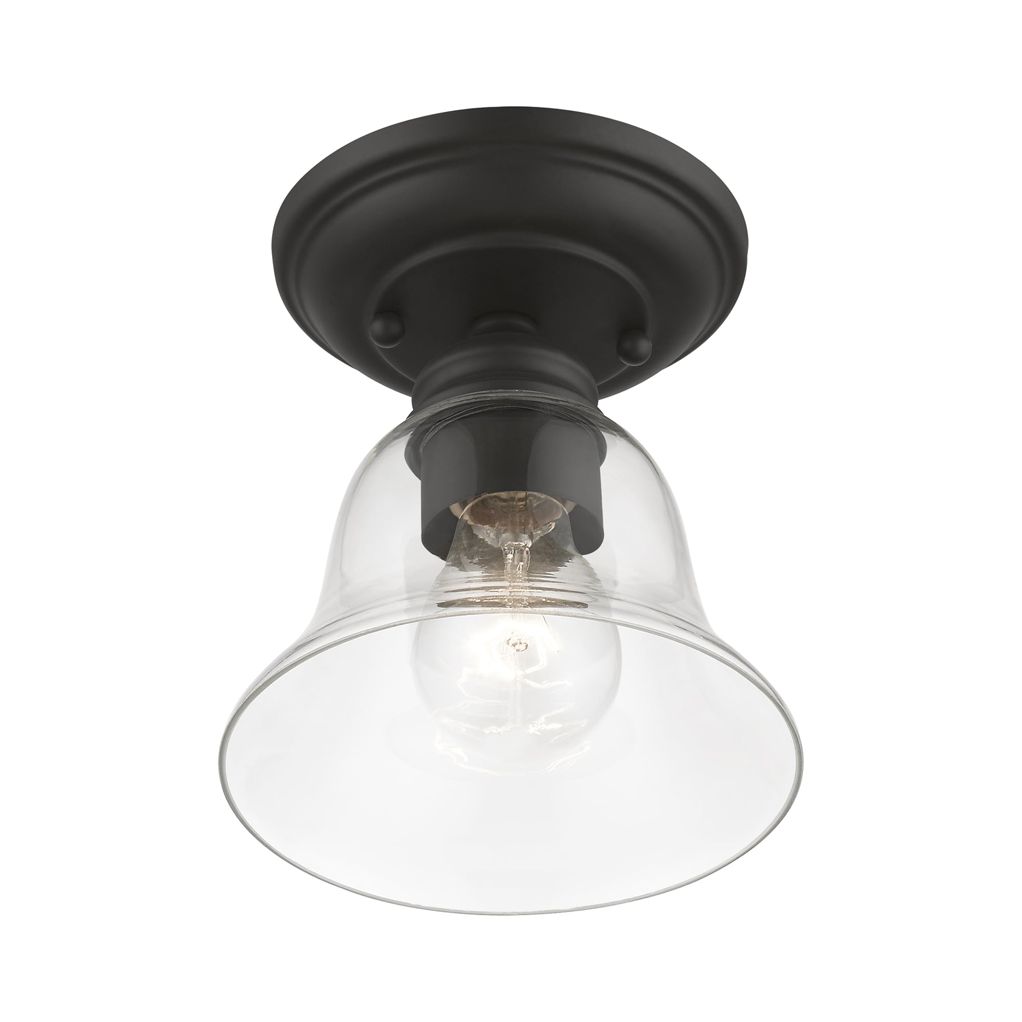 Black Semi-Flush Mount Light with Clear Glass Shade