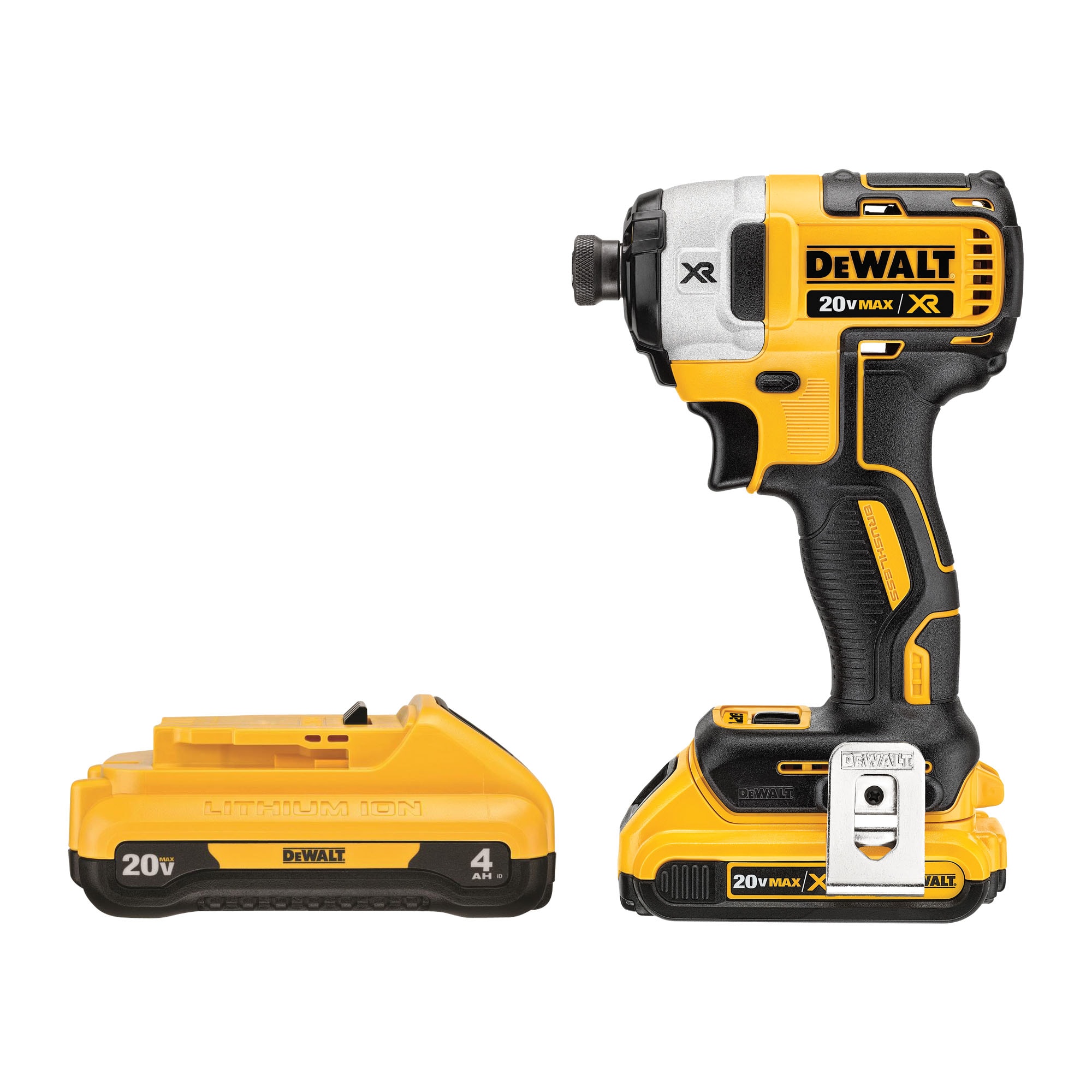 DEWALT XR 20-volt Max Variable Speed Brushless Cordless Impact Driver (2-Batteries Included) & 20-Volt Max 4 Amp-Hour Lithium Power Tool Battery