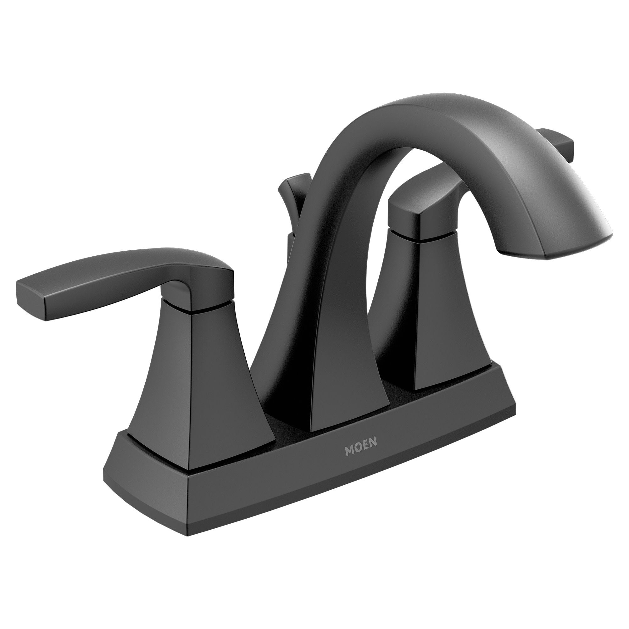 Moen 6901BL Matte Black 4-in centerset 2-handle WaterSense High-arc Commercial/Residential Handle Bathroom Sink Faucet with Drain with Deck Plate