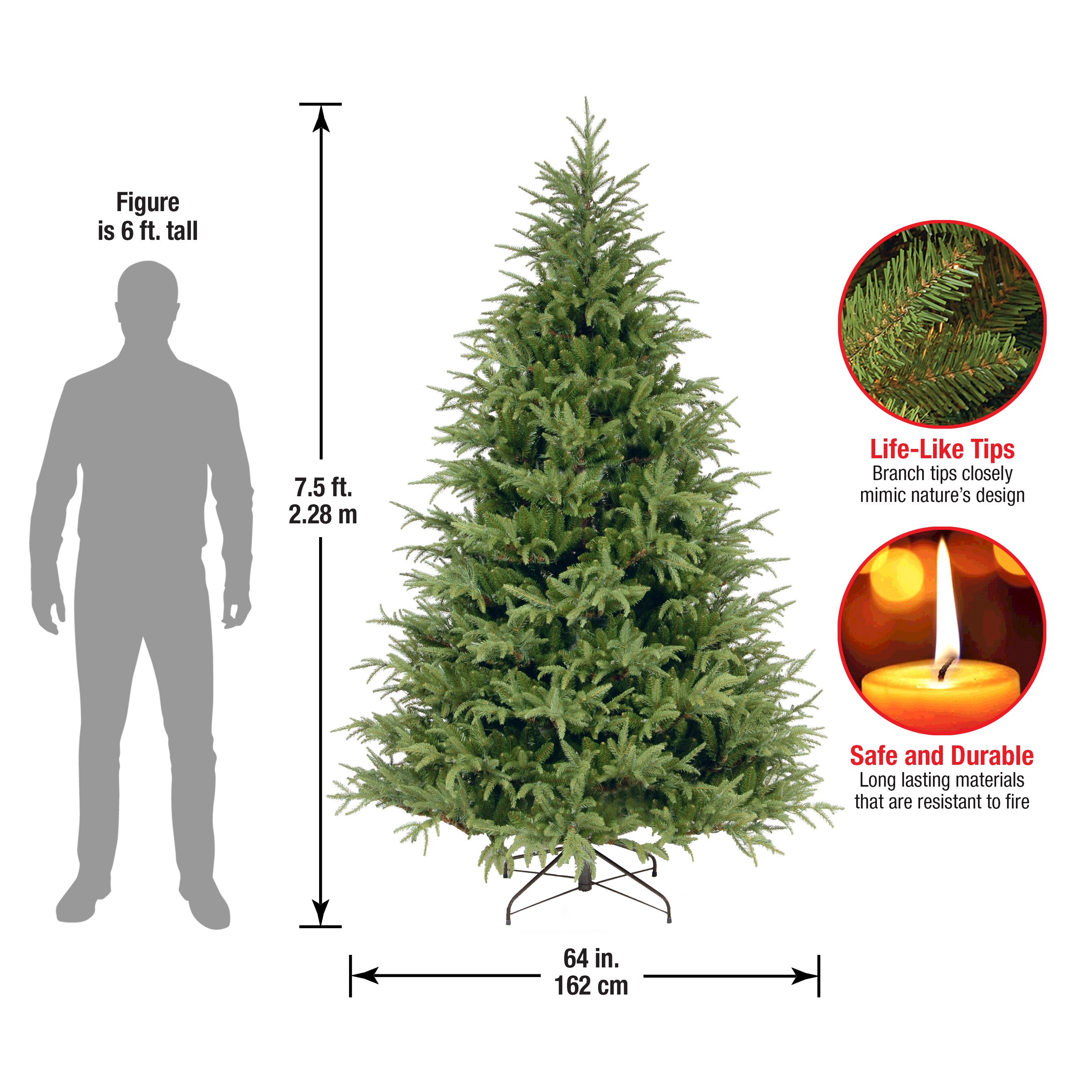 National Tree Company 7.5-ft Fraser Fir Artificial Christmas Tree in ...