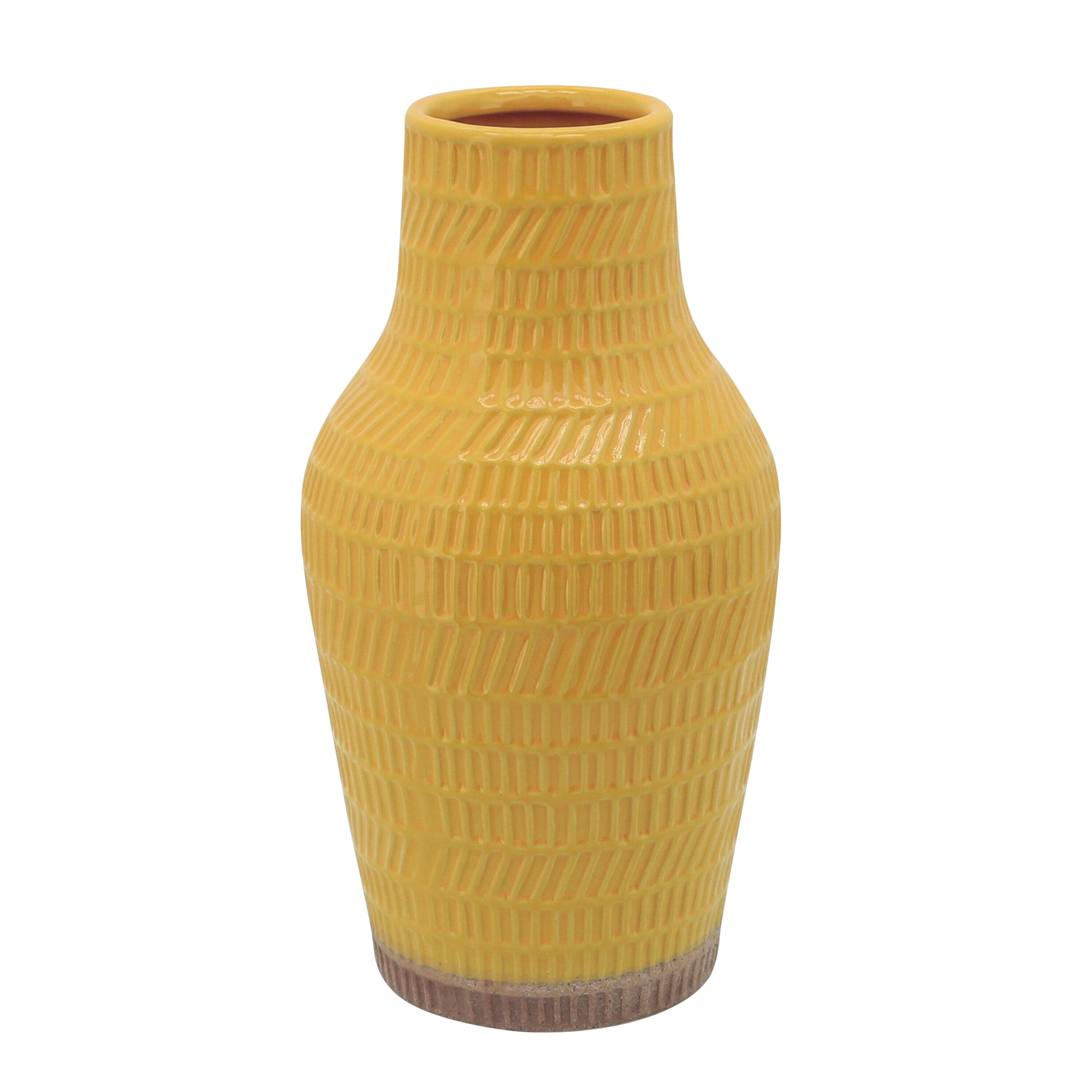 Sagebrook Home 13916-05 Yellow Ceramic Modern Vase
