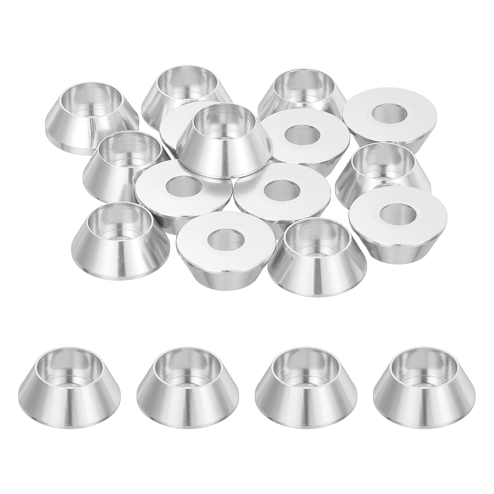 Unique Bargains M5 Cone Cup Washers Anodized Aluminum Gaskets Cup Head Washer Gasket for Screw RC/FPV/PC/Drone/Mechanical Accessories Model Parts 20pcs (Silver Tone)