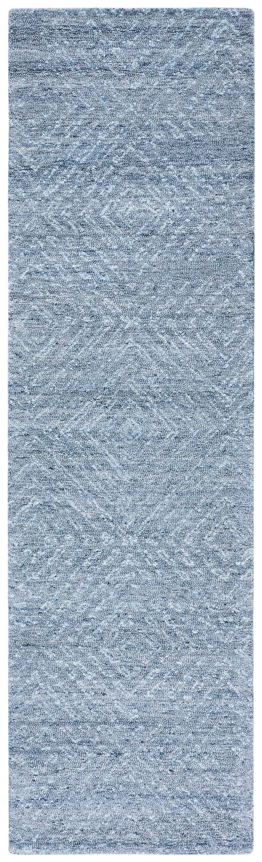 Blue Abstract Handmade Wool Runner Rug 2'3" x 6'