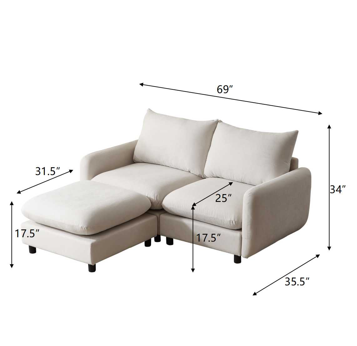 ModernLuxe L3P-N773IS00002W Sofas-Loveseats - View #5