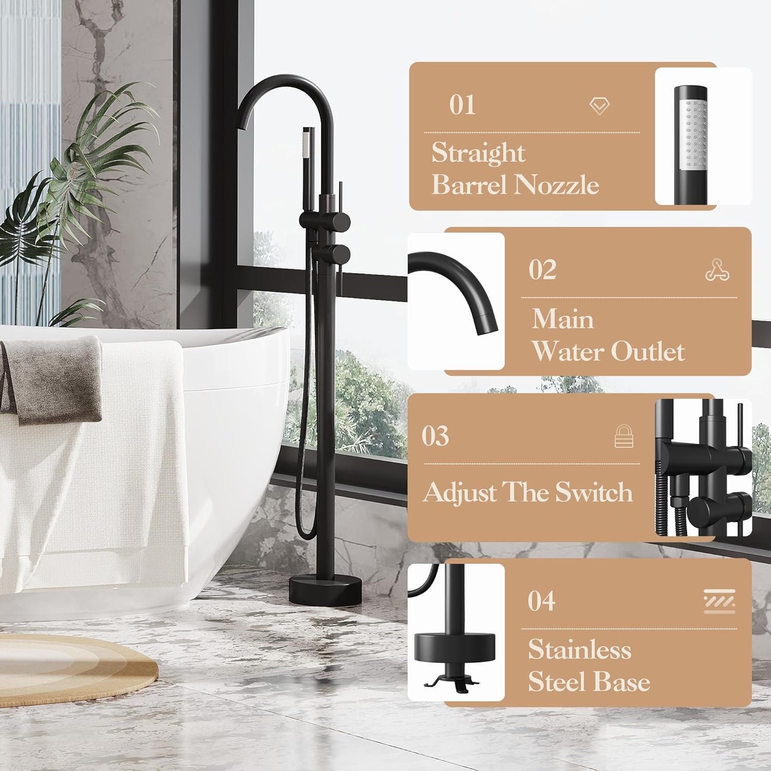 Garvee DHZ-PHO-147C56ON Roman-Tub-Faucets - View #5