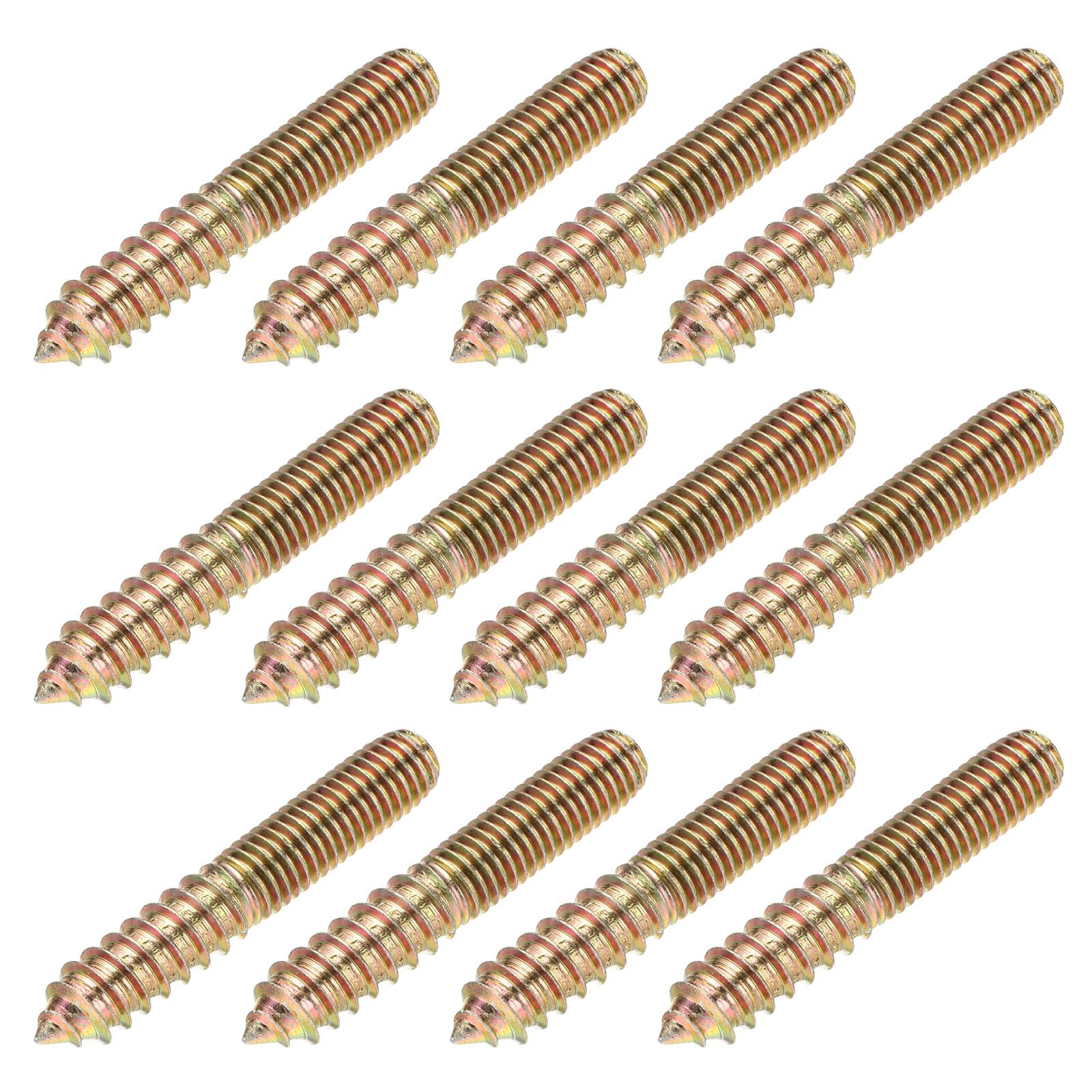 JVFCXXV  M10 Hanger Bolts 2.4 in Length Double Headed Self Tapping Wood Dowel Screws for Furniture Legs and Wood Joints 12 Pieces