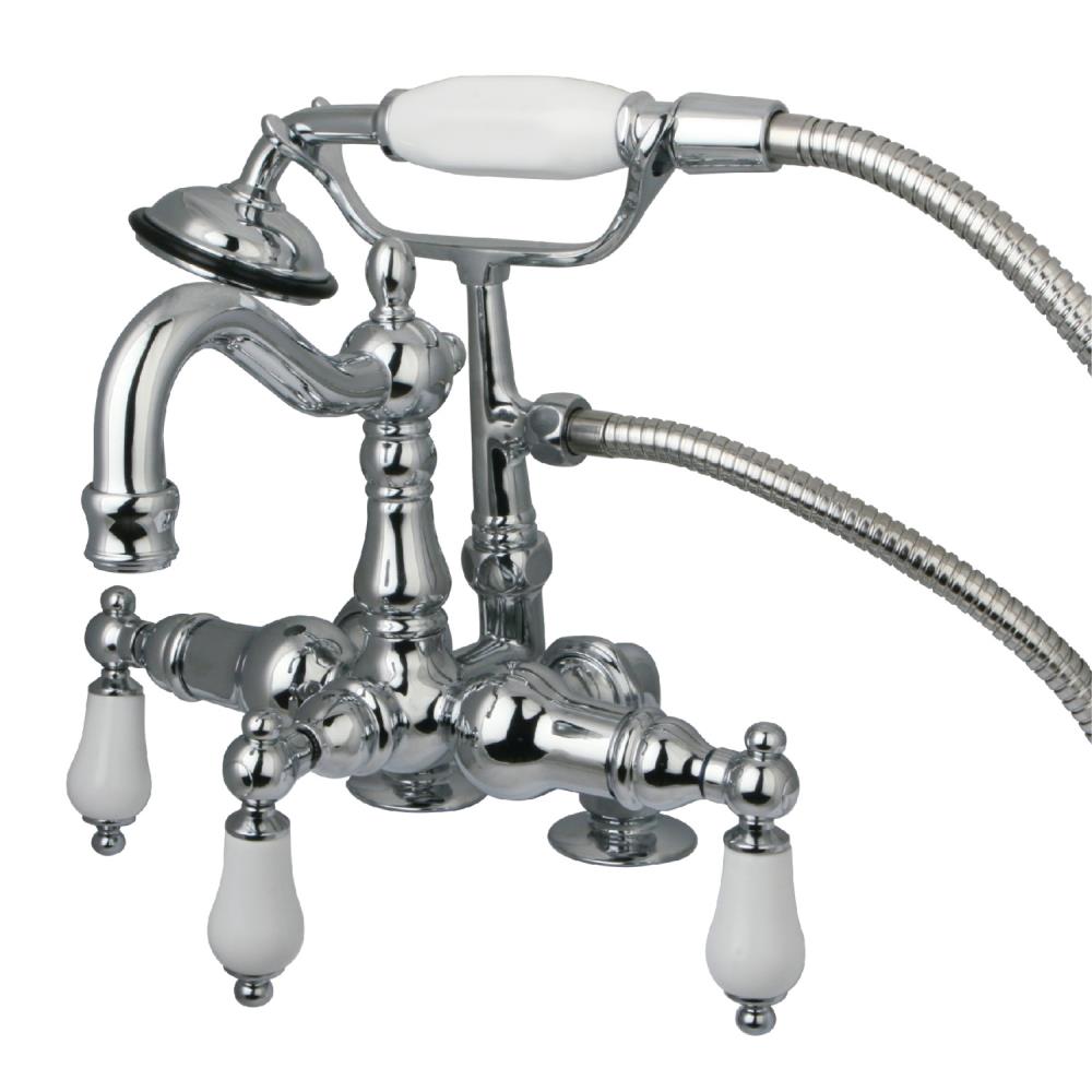 Polished Chrome Brass Deck Mounted Clawfoot Bath Tub Faucet & Hand Shower Ktf007 