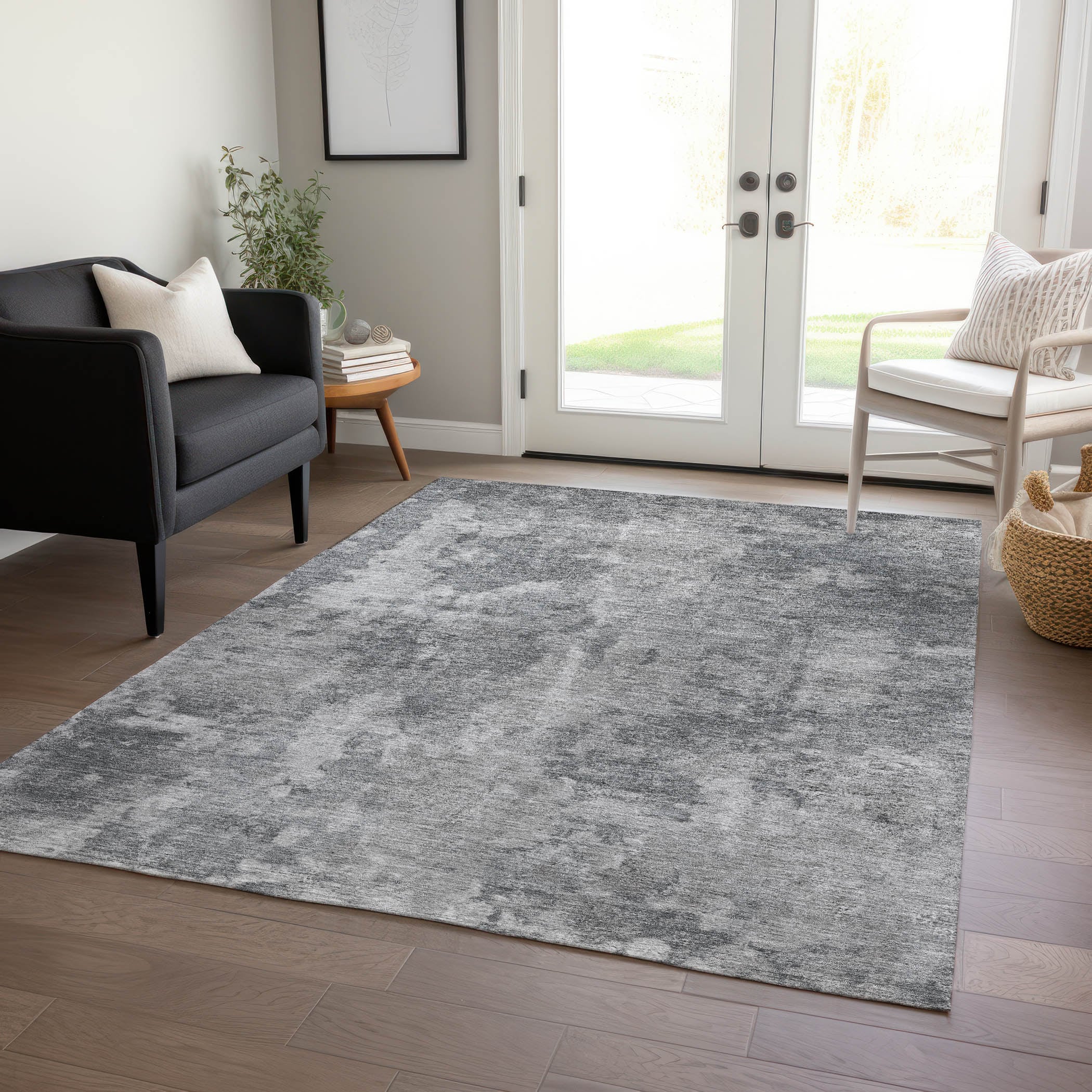 Addison Rugs ACN573GY8X10 Chantille ACN573GY 8 x 10 (ft) Polyester Gray Rectangular Indoor/Outdoor Abstract Mid-Century Modern Machine washable Area rug