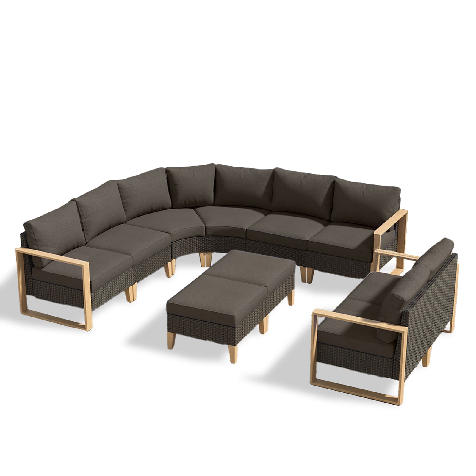 Rilyson S161X3162164150NX2-3 ModularSofa Wicker Outdoor Sectional with Gray Cushions and Wicker Frame