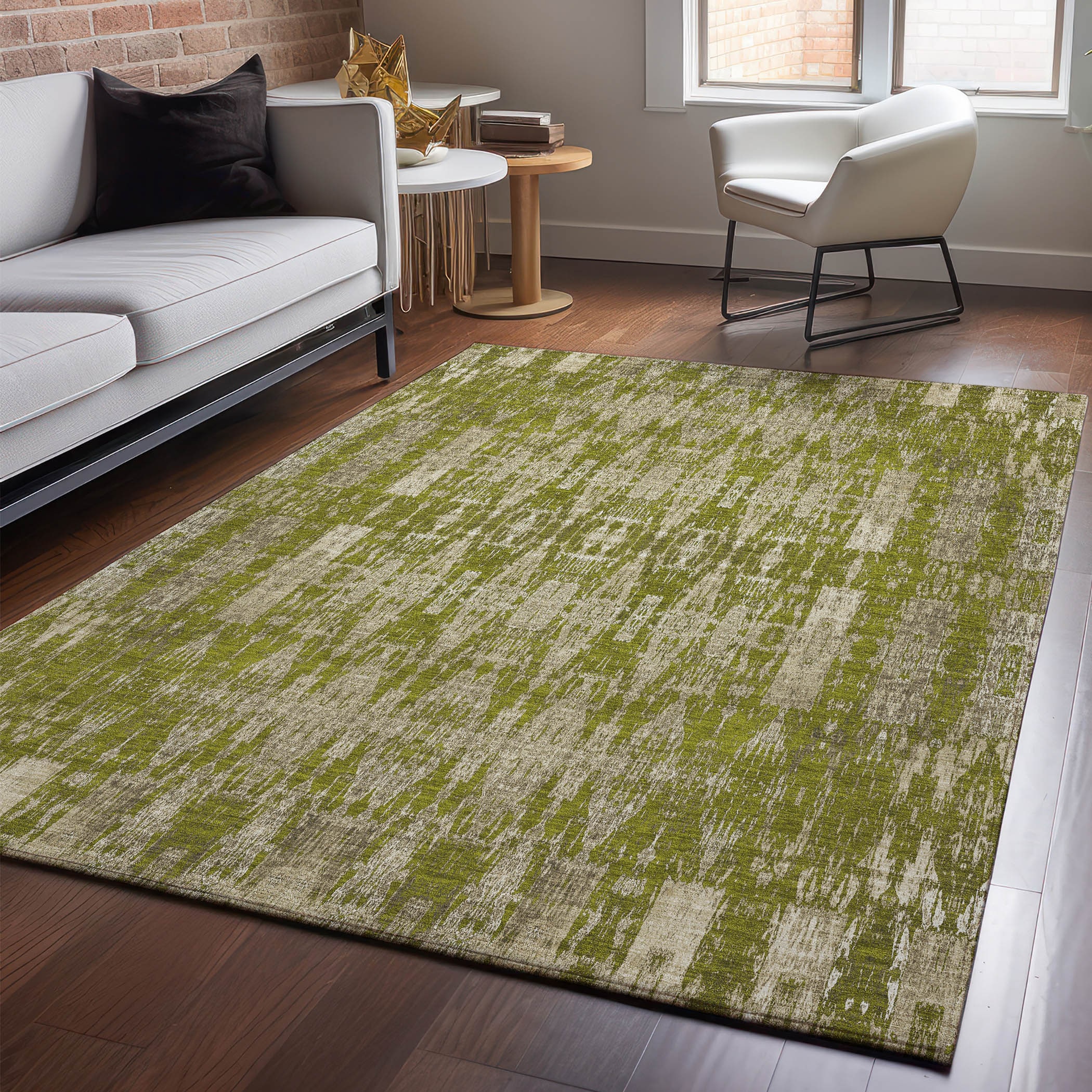 Addison Rugs AMF580OL3X5 Mayfield AMF580OL 3 x 5 (ft) Loomed Polyester Olive Rectangular Indoor Geometric Machine washable Area rug