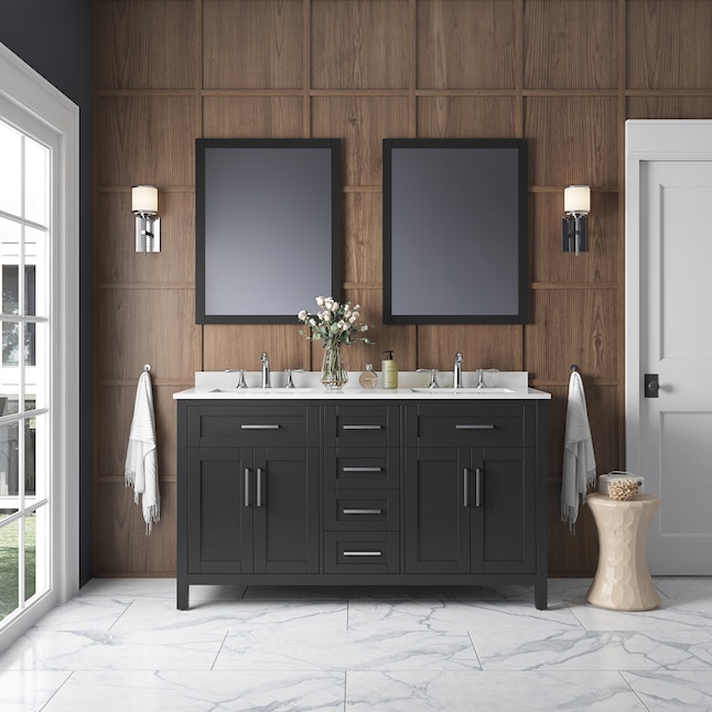 Ove Decors Tahoe 60 In Espresso, 60 Inch Vanity Double Sink With Mirrors