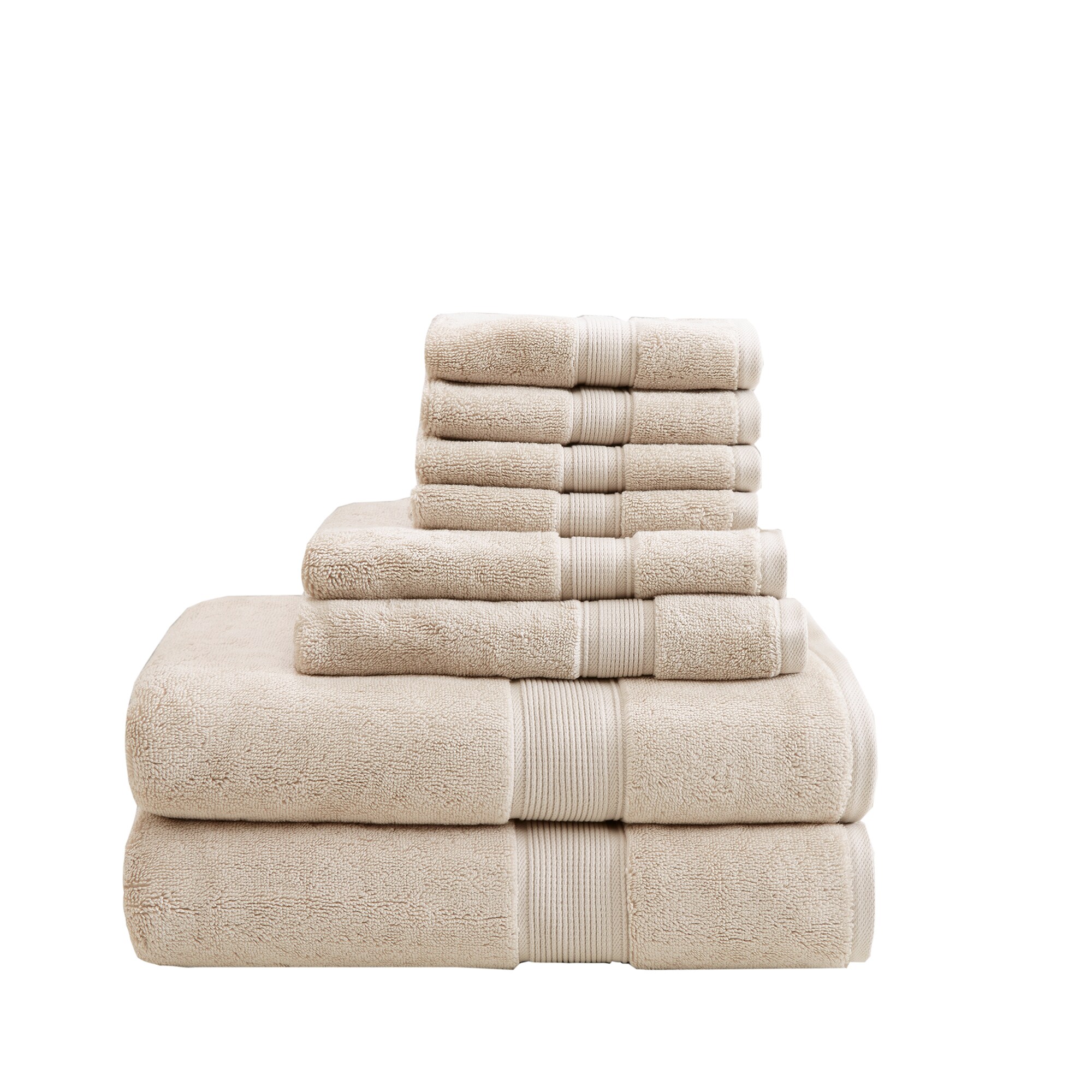 Oversized Beige Turkish Cotton 8-Piece Towel Set