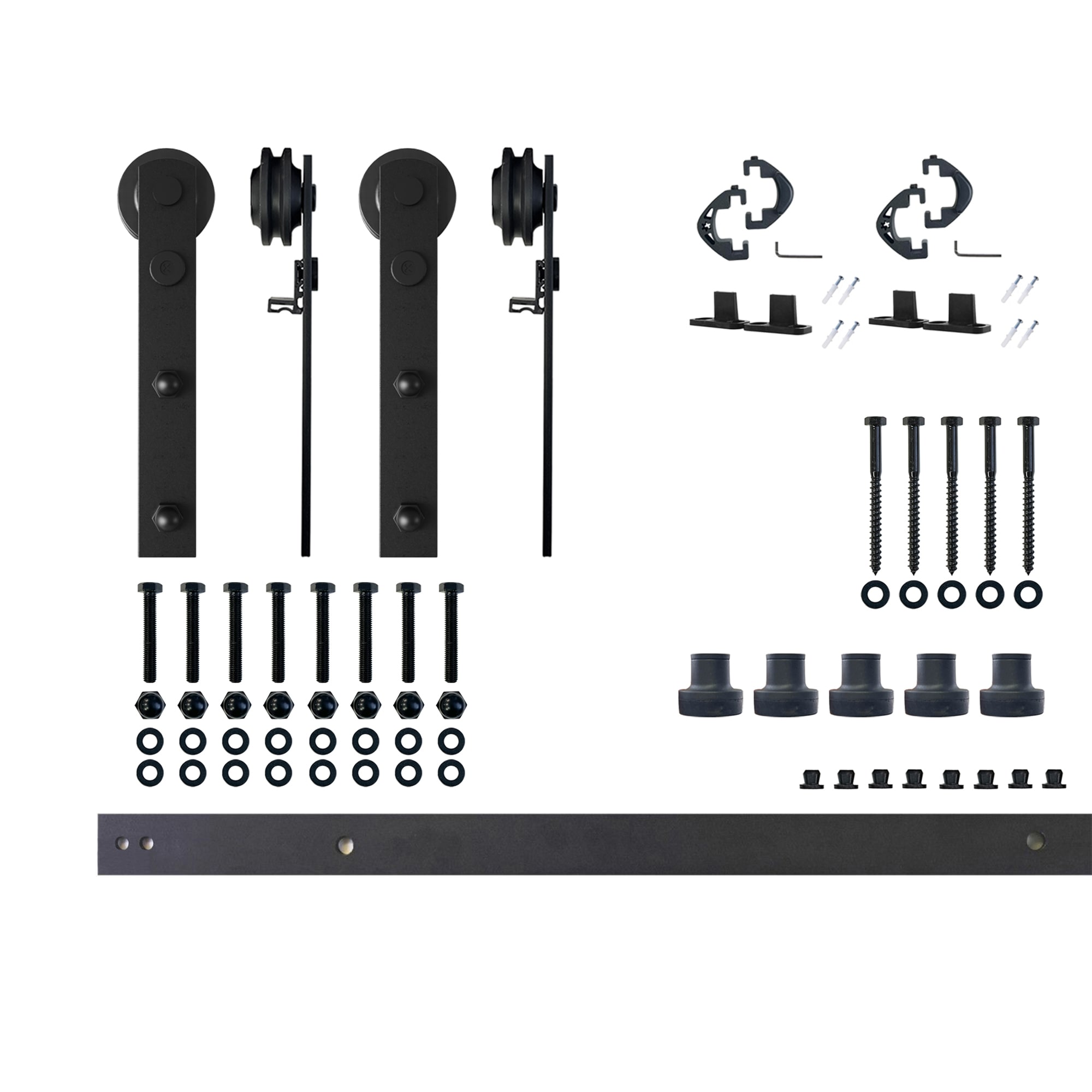 HOMACER ZT2TGH072C 72-in Rustic black Black Indoor I-strap Double Barn door hardware kit