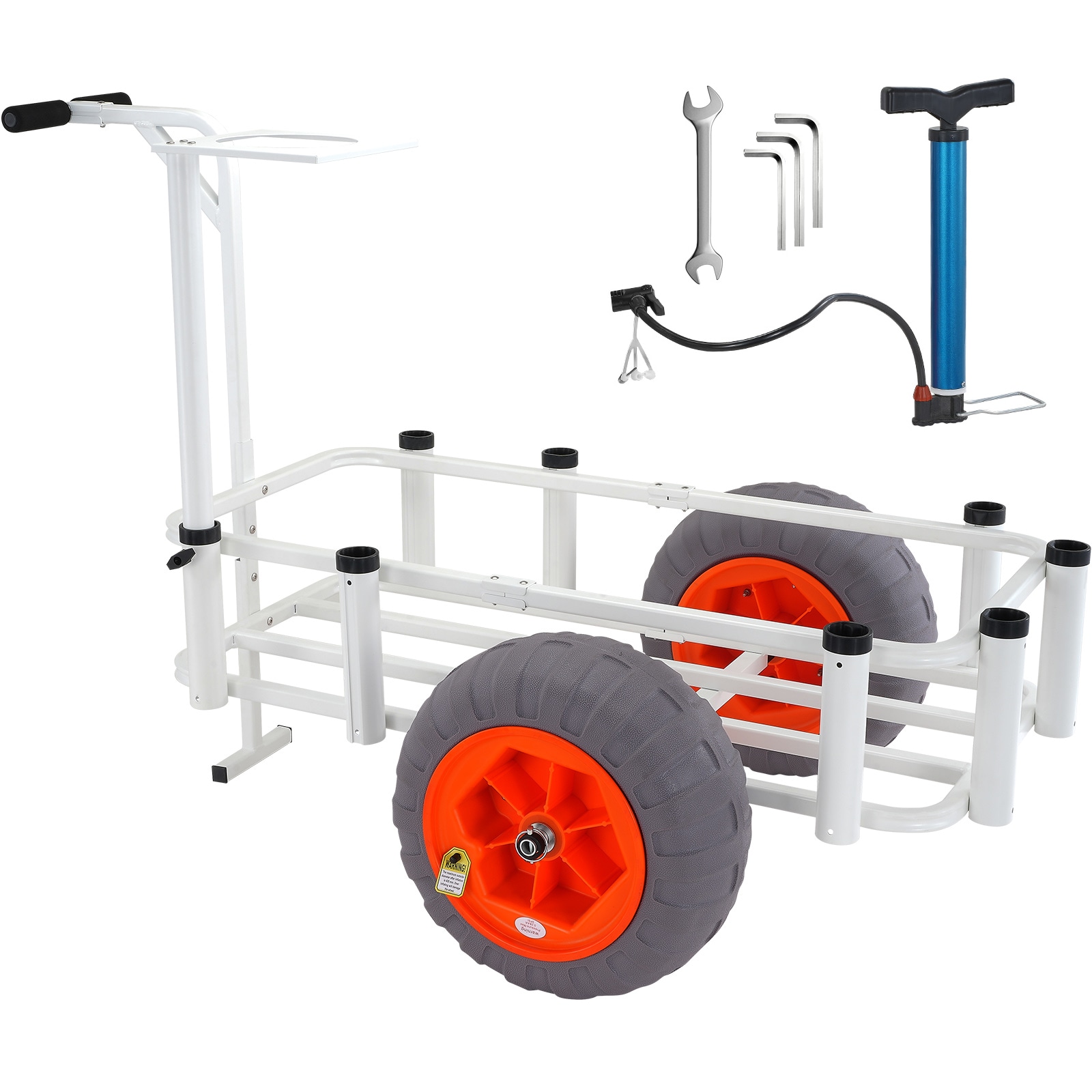 VEVOR LLKYJC15YC00NZ89OV0 Beach Fishing Cart White Steel Outdoor Serving Cart