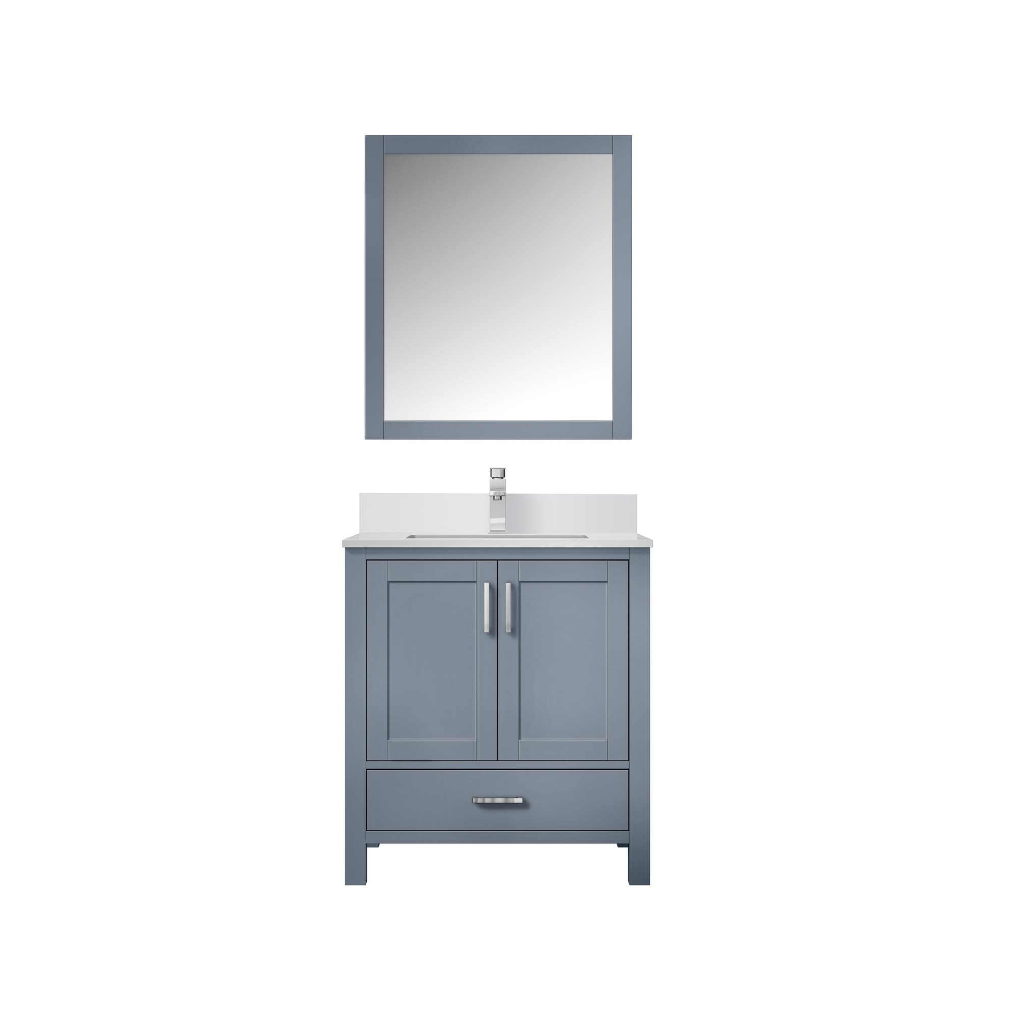 Lexora LVJ30SB311 Jacques 30-in Dark Grey Undermount Single Sink Bathroom Vanity with White Cultured Marble Top (Mirror and Faucet Included)
