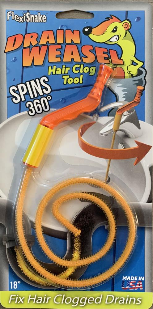 FlexiSnake Drain Weasel G2 Mega Hook Plastic Drain Snake with Easy Spin  Handle - Instantly Fix Clogged Drains at