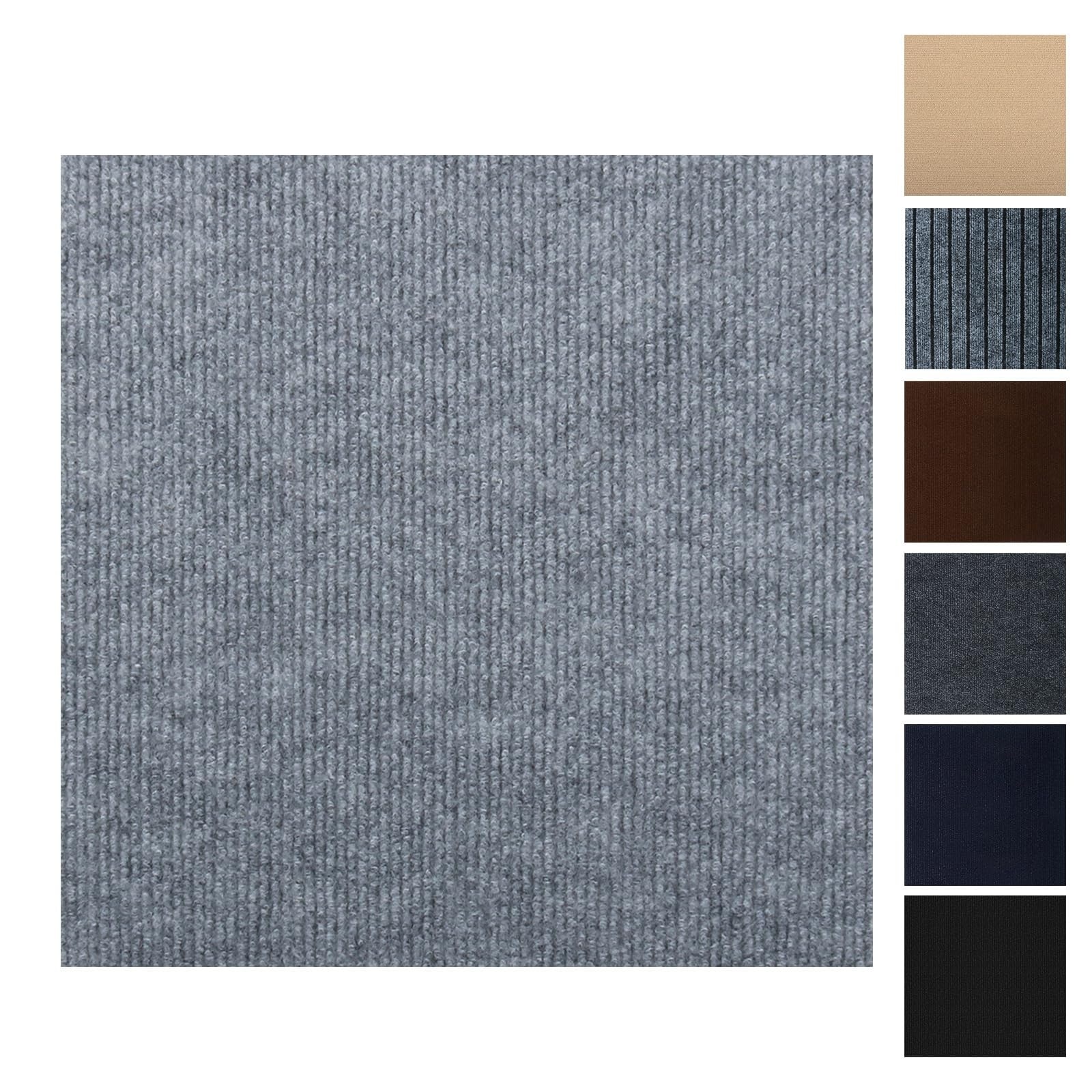 Etokfoks  Gray 12 in x 12 in Polyester Peel and Stick Backsplash Self Adhesive Carpet Tile Anti Slip 10 Pack