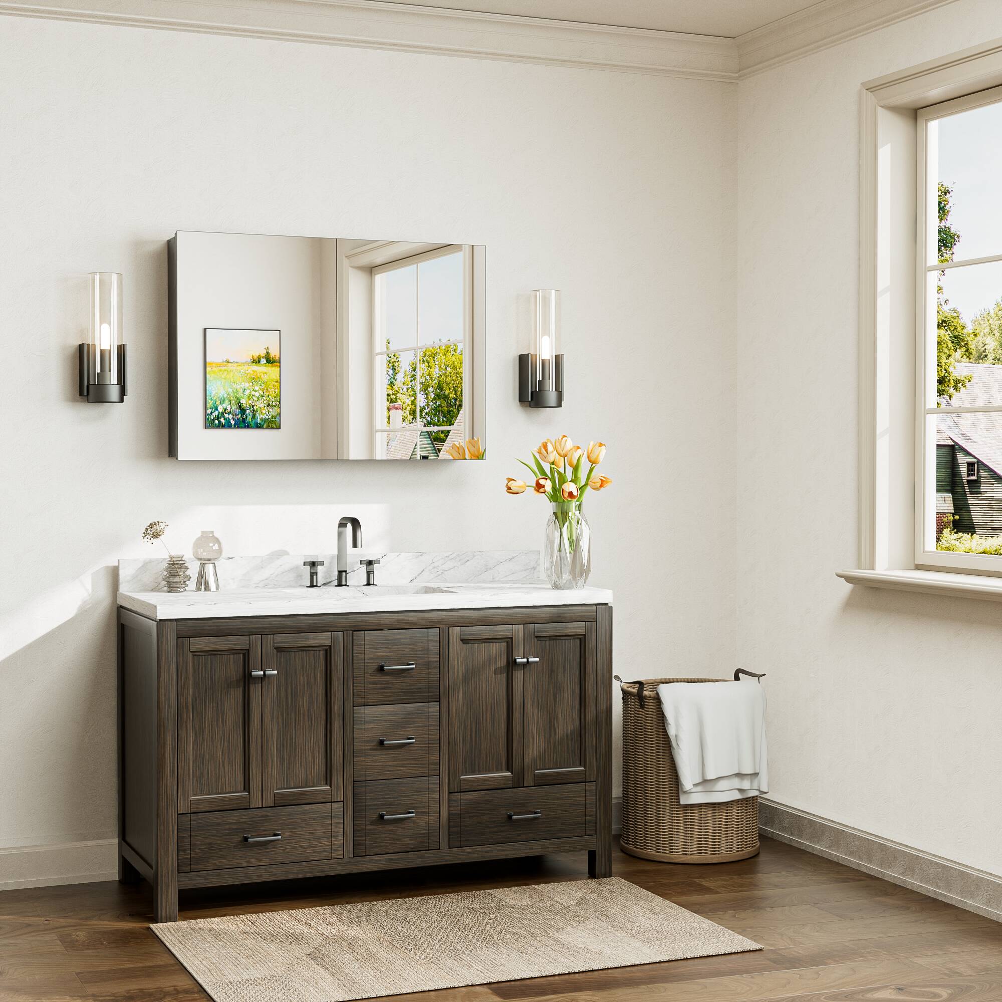 Keonjinn LW-JG-FXFJP-9161-BK Bathroom-Medicine-Cabinets - View #2