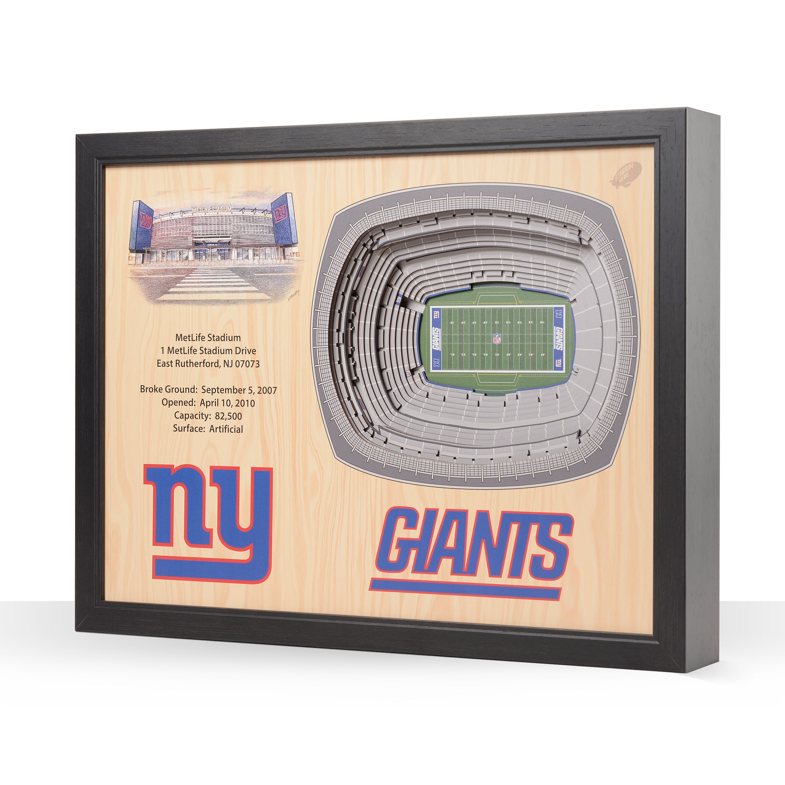 NFL New York Giants Fans Style 3 Logo Black And Brown Leather