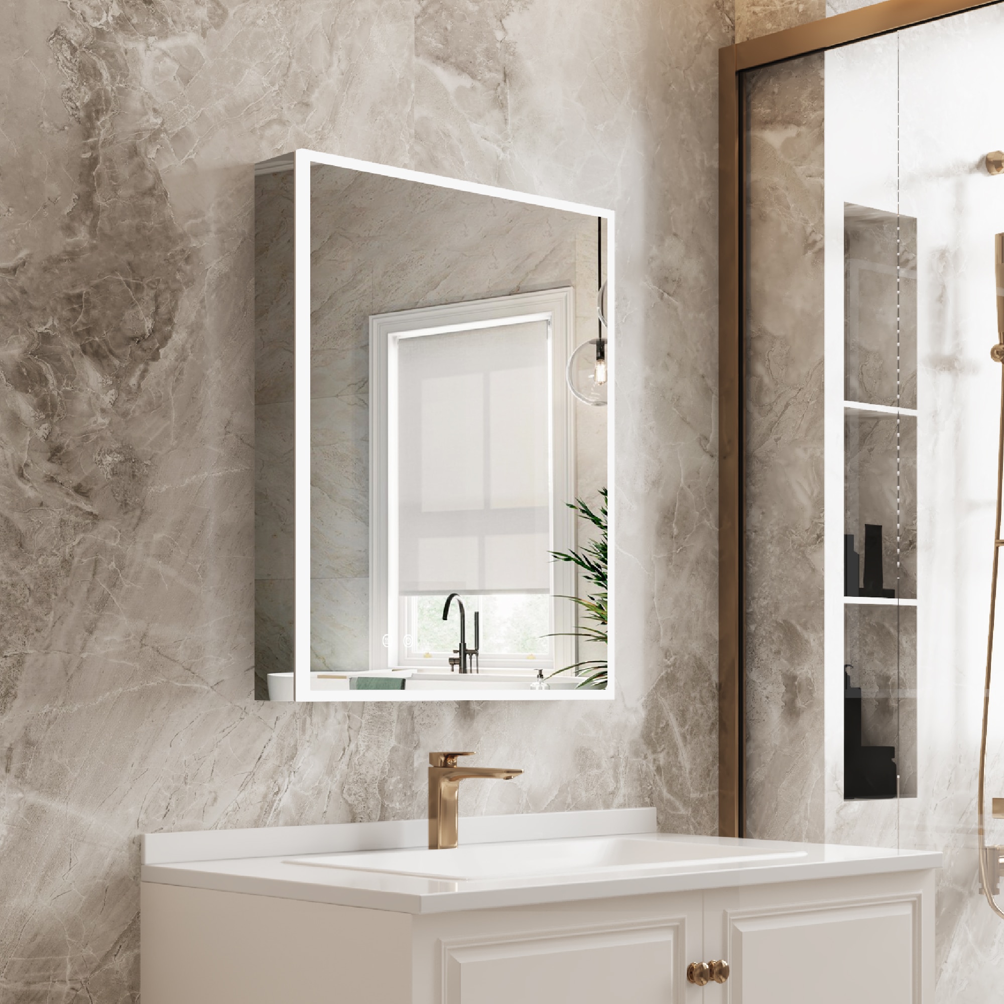 24'' Bathroom Vanity with Top Sink, 2-Tier Modern Bathroom Storage
