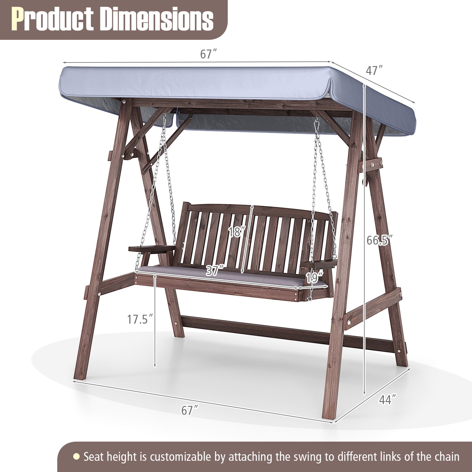 Forclover HYFE-3004BK Replace-Porch-Swing-Glider-Tops - View #6