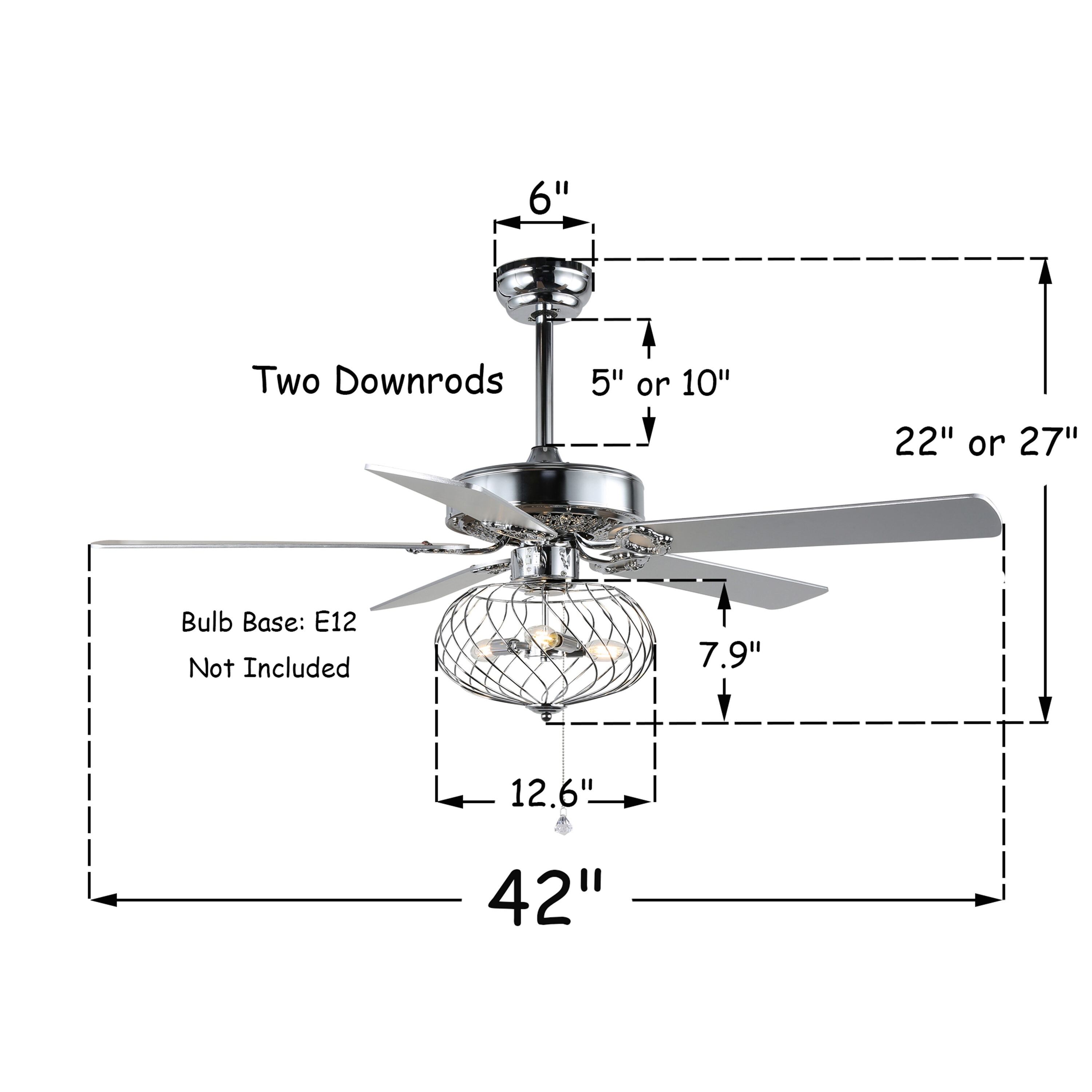 Oaks Decor Vecchio 42-in Chrome with Clear Blades Color-changing ...